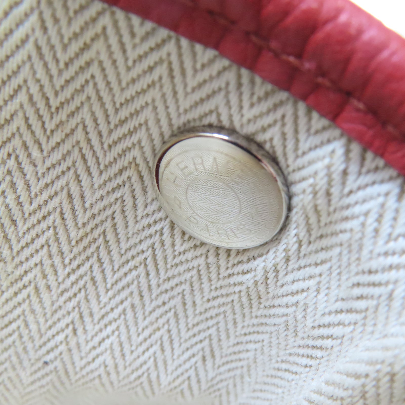 HERMES Clemence皮革Garden Party PM銀扣手挽袋橙色