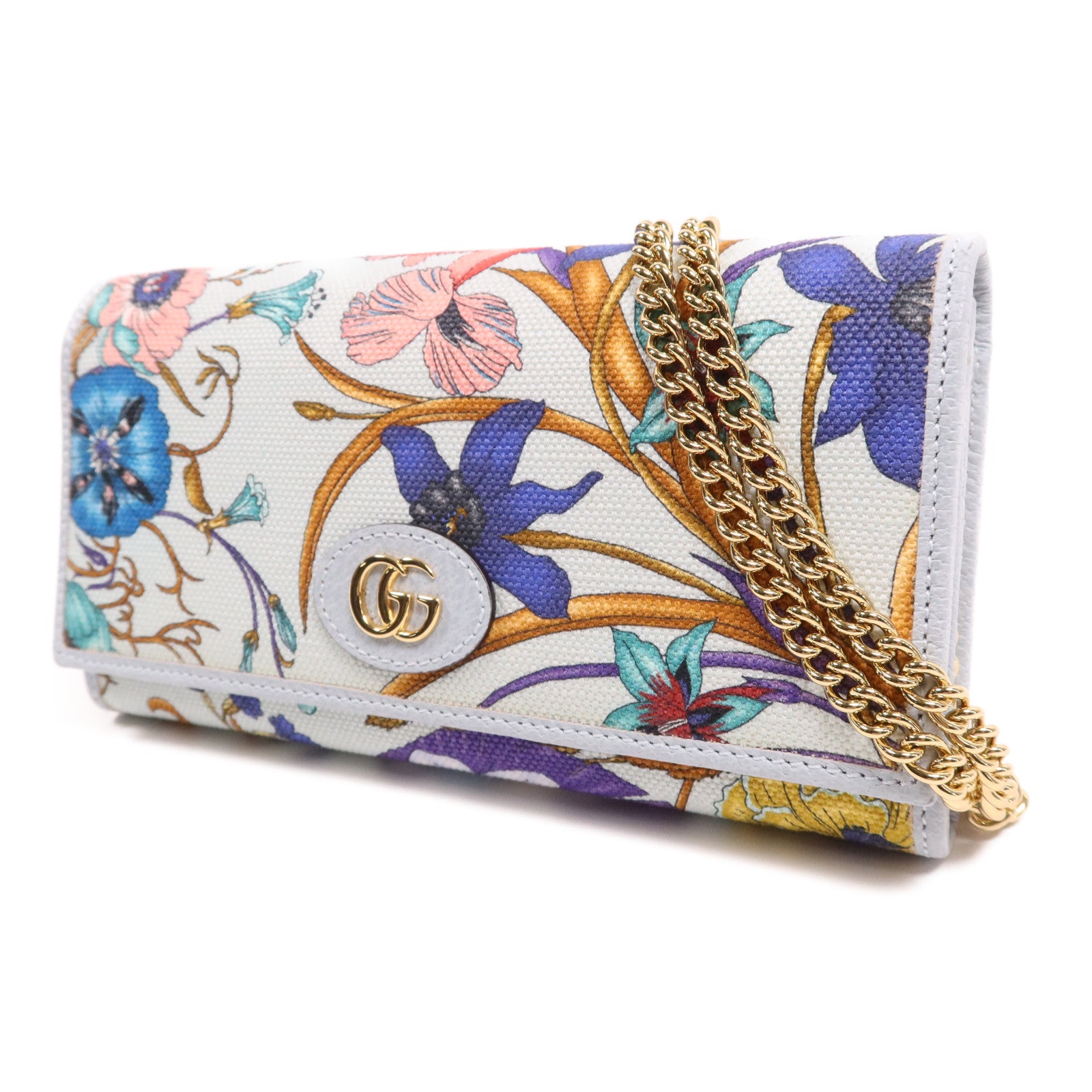 GUCCI 帆布Chain Shoulder Bag金扣鏈帶肩背袋