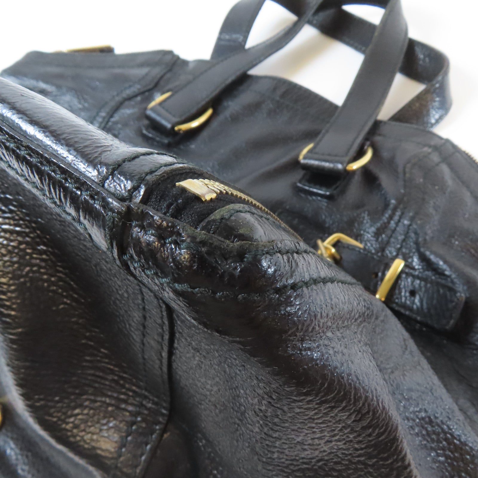 SAINT LAURENT 【激減優惠】牛皮皮革Hand Bag金扣肩背袋黑色