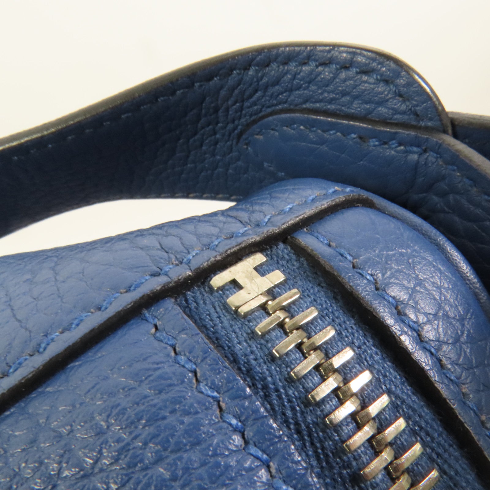 HERMES Clemence皮革Lindy 30銀扣手挽肩背兩用袋Blue