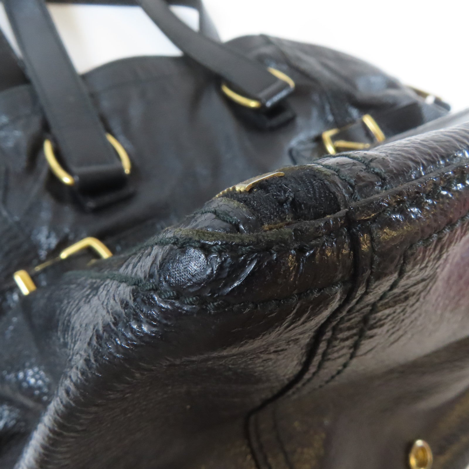 SAINT LAURENT 【激減優惠】牛皮皮革Hand Bag金扣肩背袋黑色