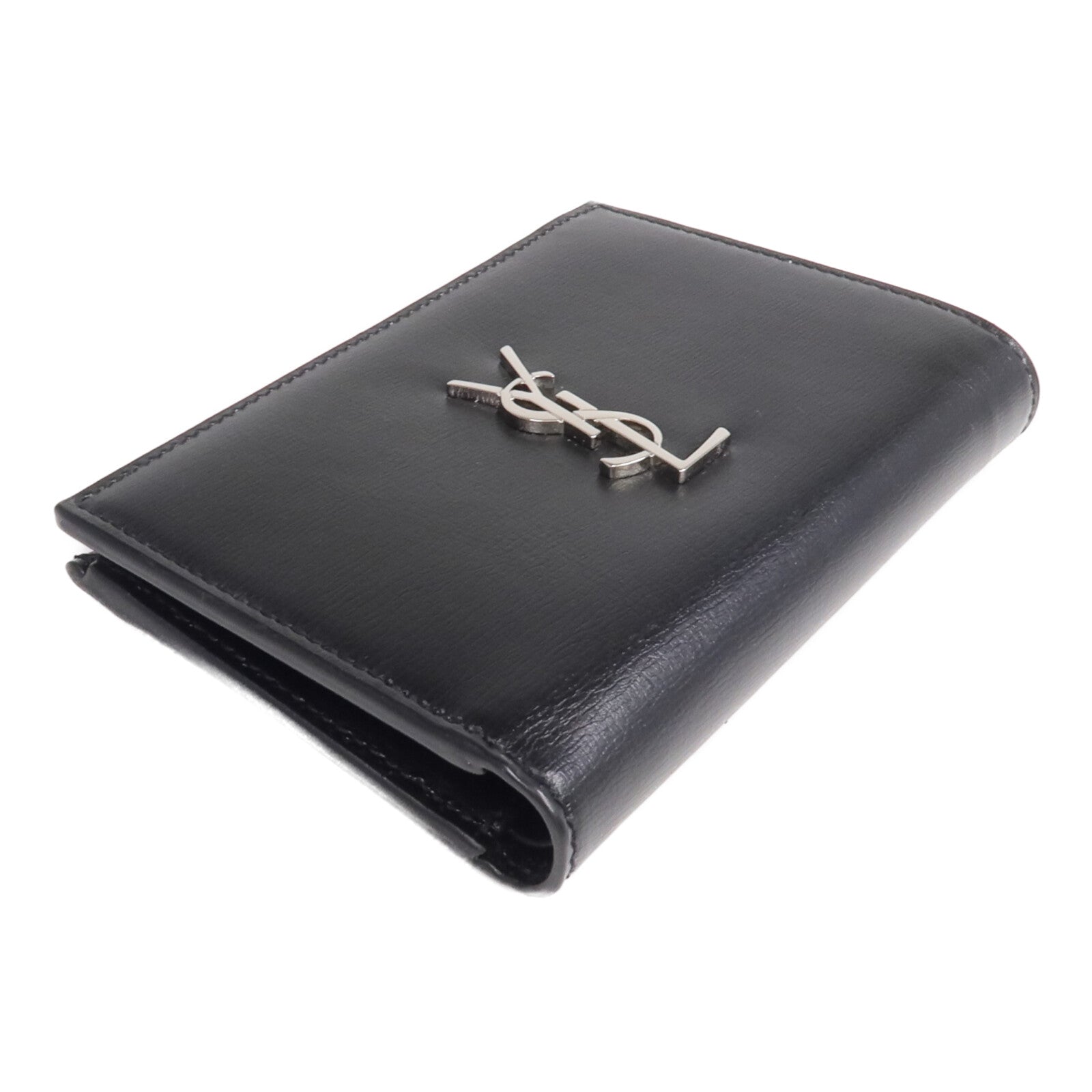 SAINT LAURENT 牛皮皮革Bi-fold Wallet銀扣錢包