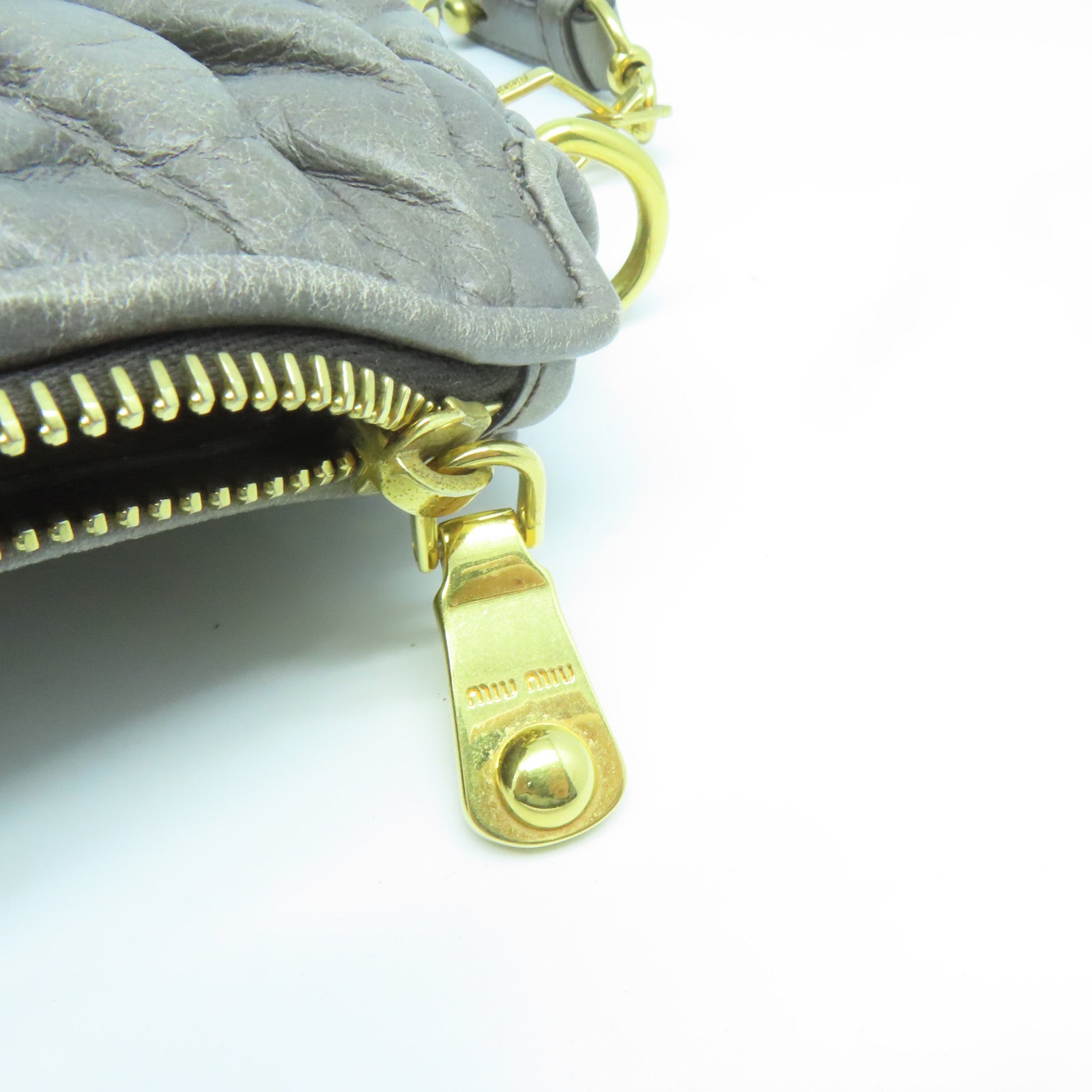Miu Miu 牛皮皮革2 Way Shoulder Bag金扣手挽肩背兩用袋灰色