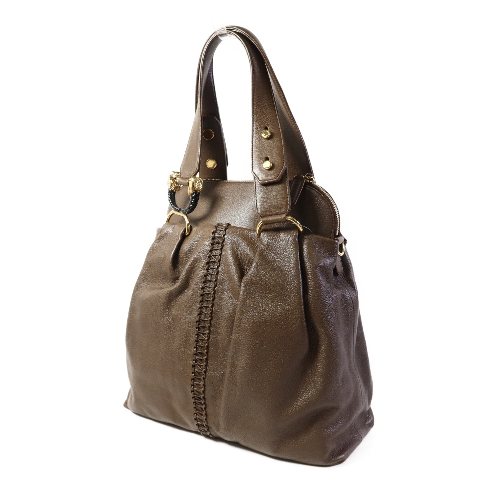 BVLGARI 牛皮皮革2 Way Shoulder Bag金扣手挽肩背兩用袋