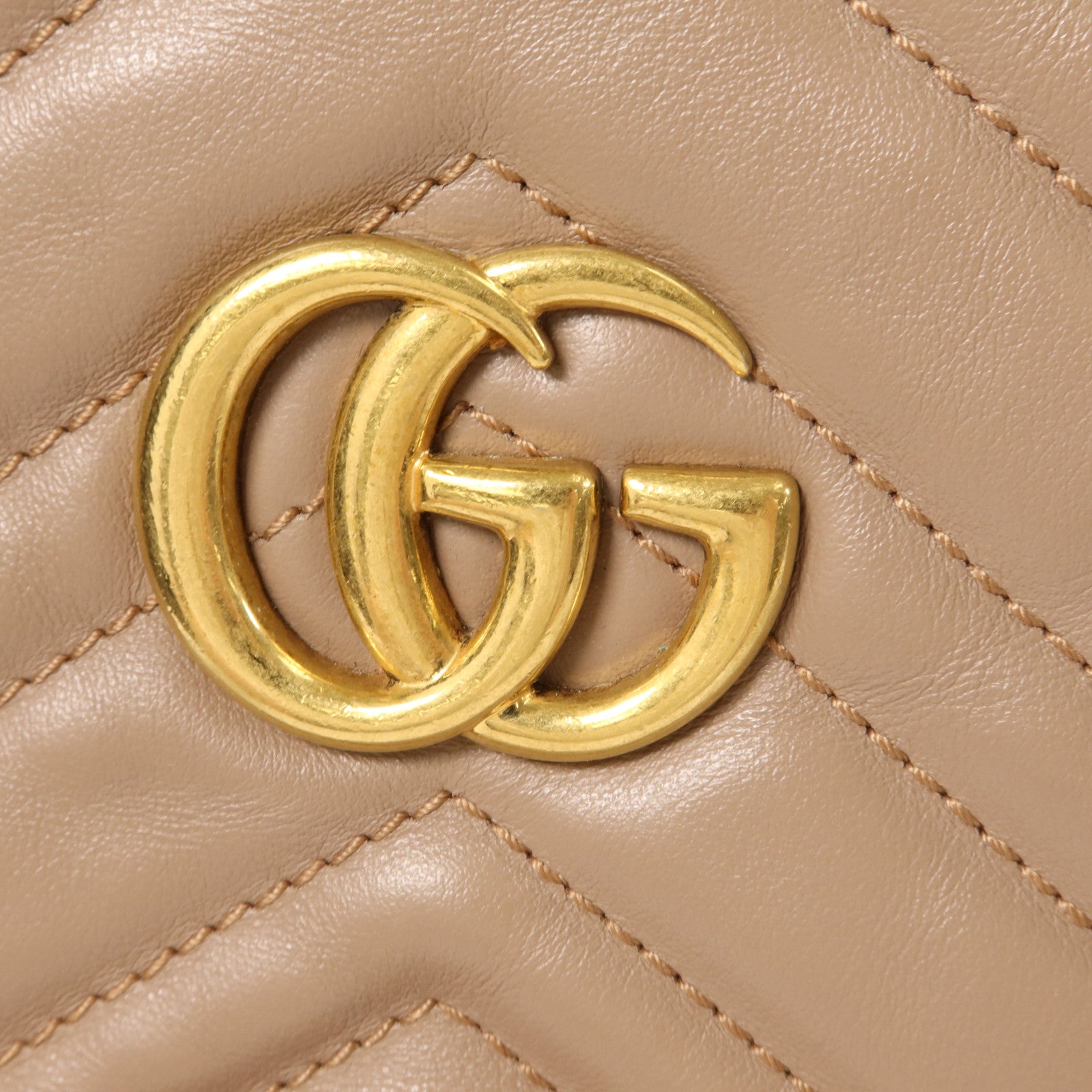 GUCCI 牛皮皮革GG Marmont Mini Bucket鏈帶肩背袋