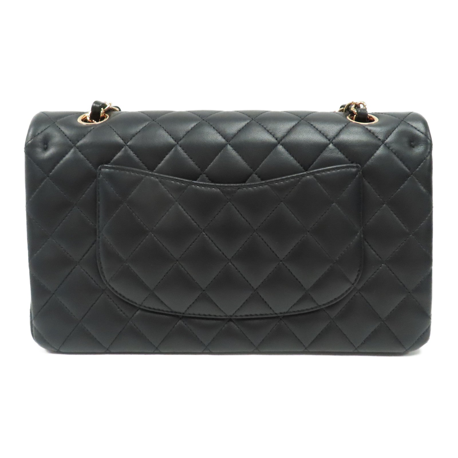 CHANEL 菱格羊皮皮革Classic Flap 25金扣鏈帶肩背袋黑色