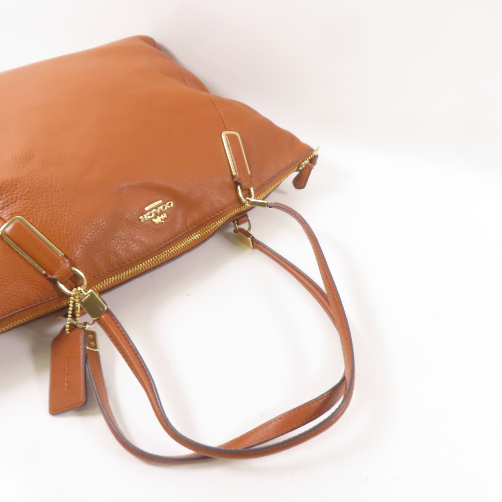 COACH 牛皮皮革Shoulder Bag金扣肩背袋棕色