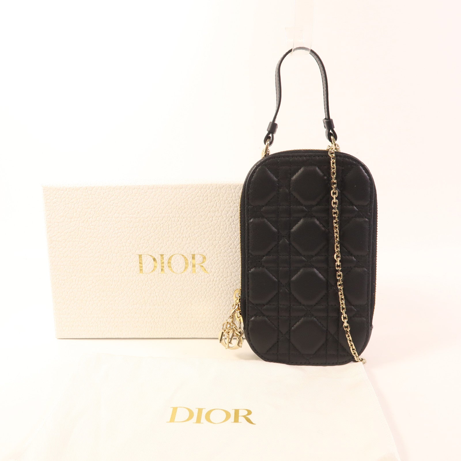 Dior 羊皮皮革Phone Holder金扣鏈帶手機袋