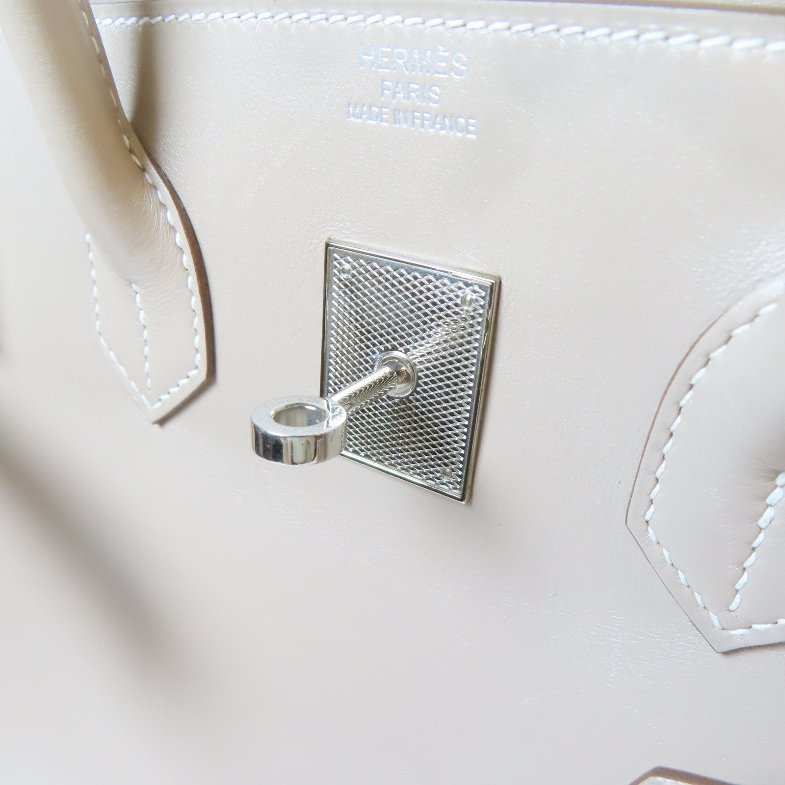 HERMES Swift皮革Birkin 35銀扣手挽袋米色