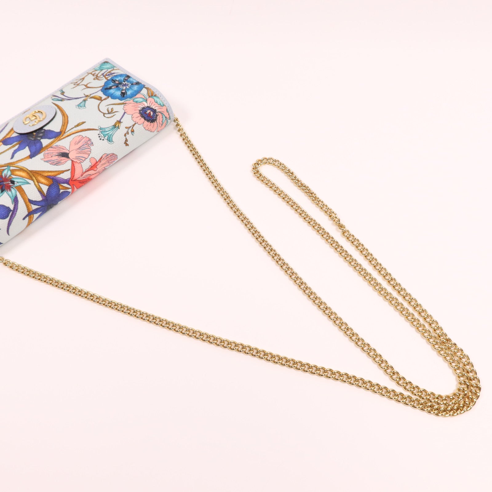 GUCCI 帆布Chain Shoulder Bag金扣鏈帶肩背袋