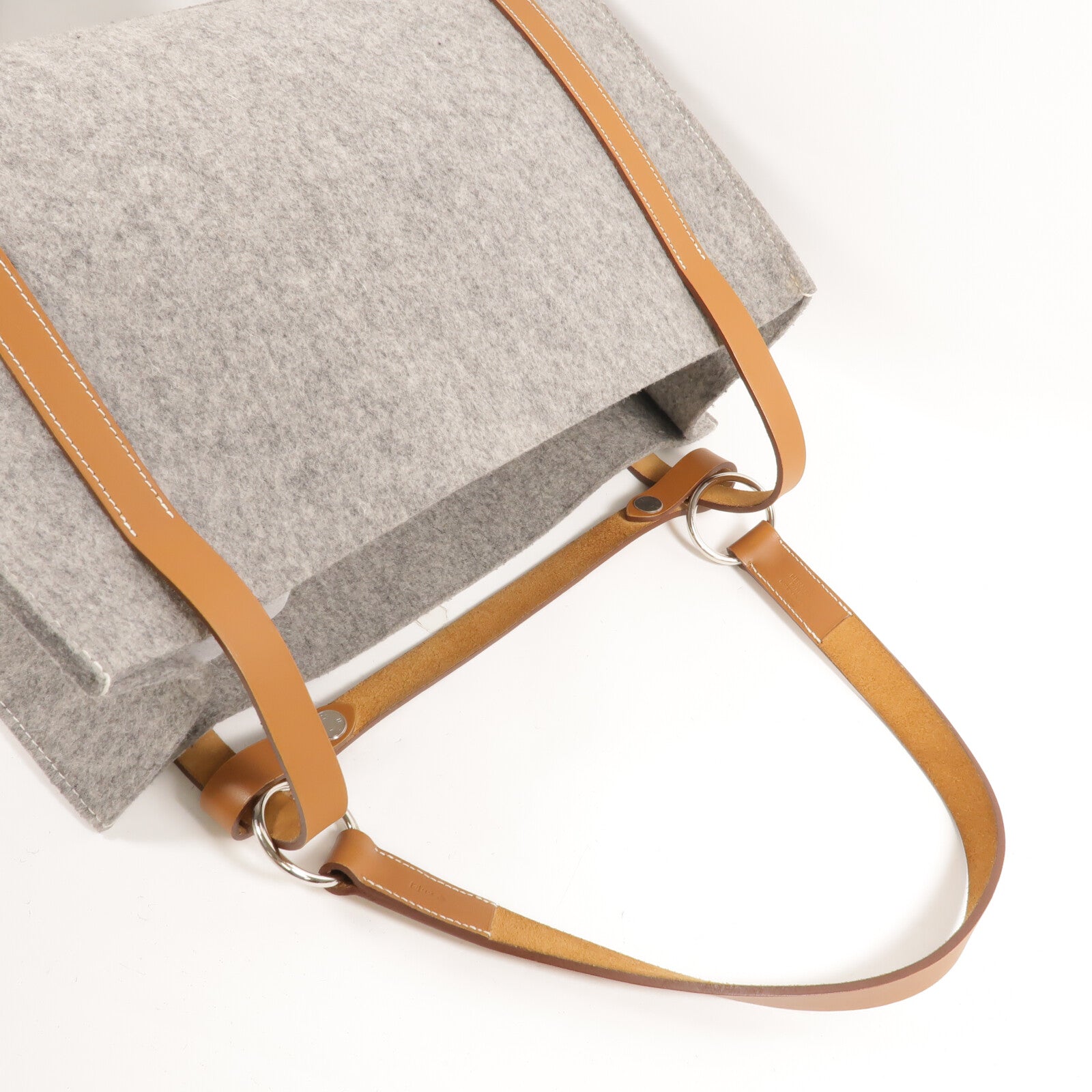 HERMES Felt Cavallicot Tote Bag手挽肩背兩用袋Gris Clair