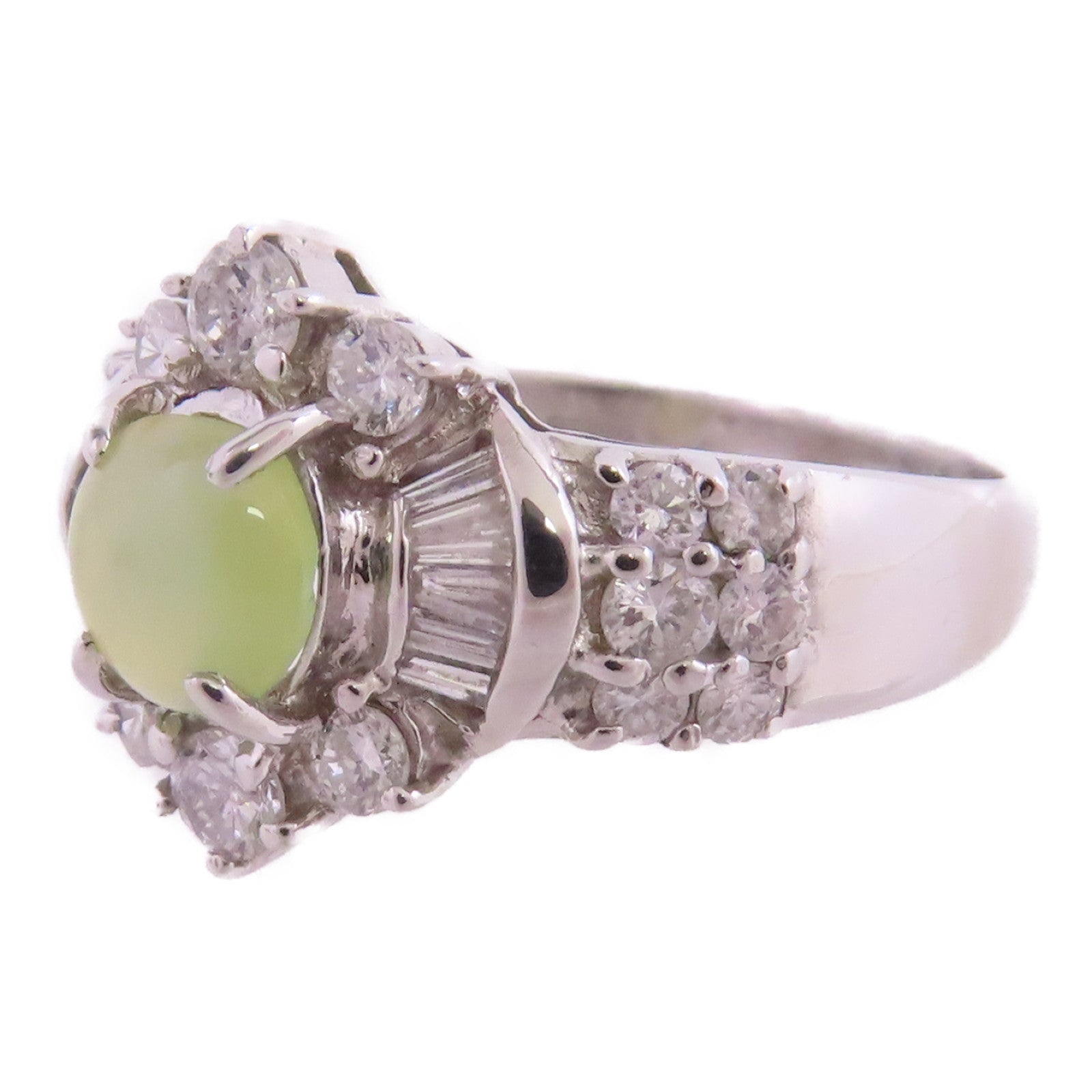 JEWELRY 【激減優惠】PT900鉑金/猫眼寶石/鑽石Cat's Eye Diamond Ring戒指US#7
