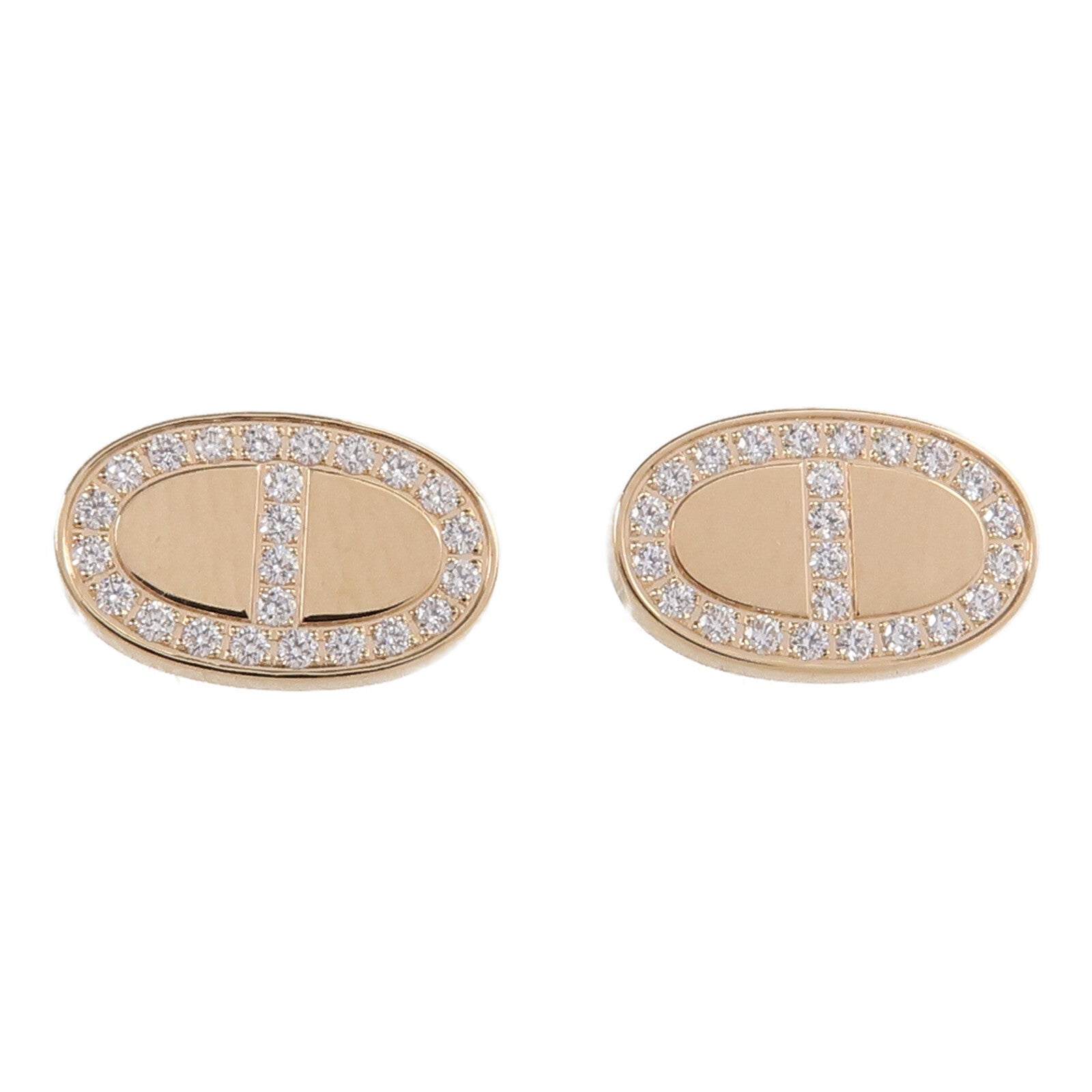 HERMES 18K玫瑰金Chaine Dancre Verso Earrings鑽石耳環