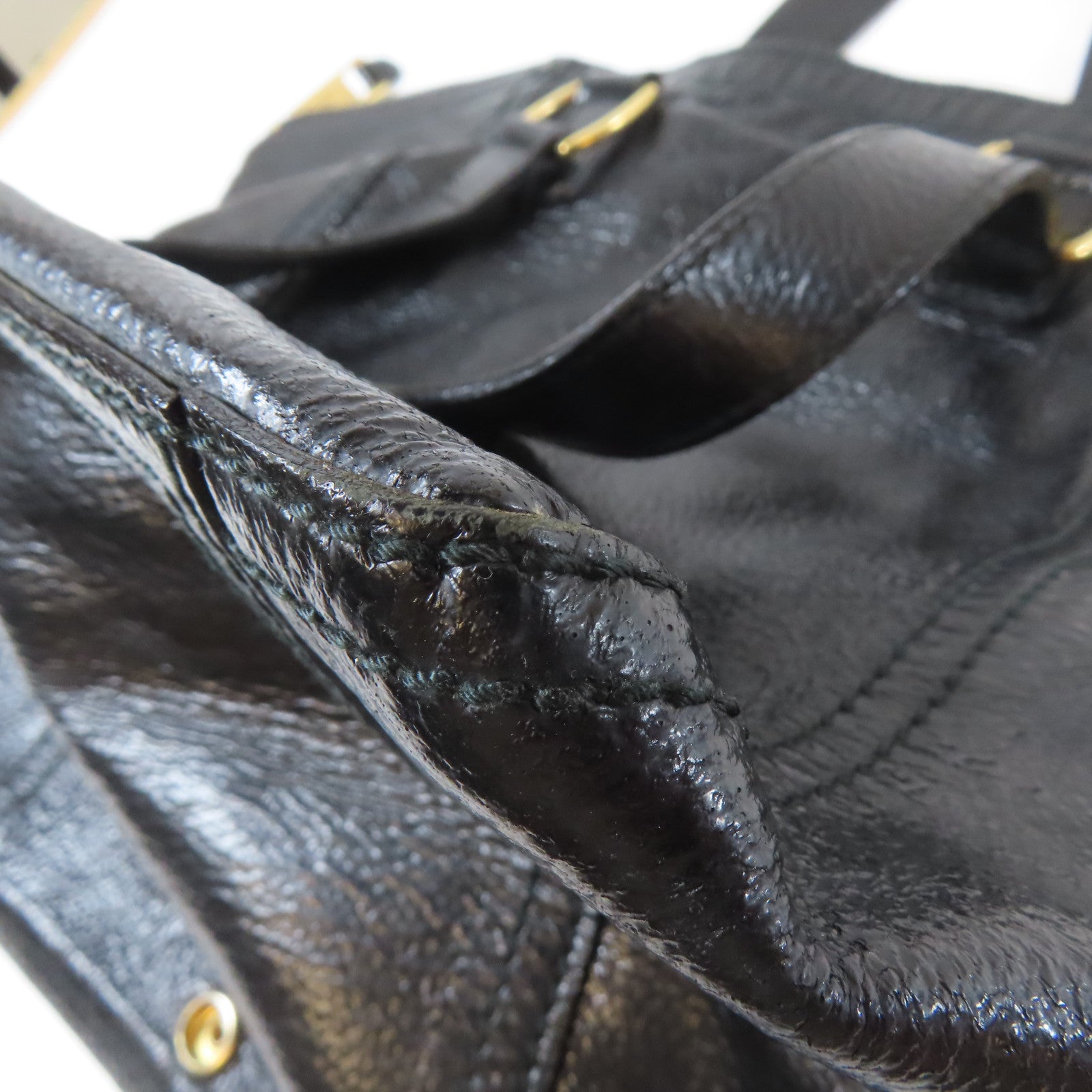 SAINT LAURENT 【激減優惠】牛皮皮革Hand Bag金扣肩背袋黑色