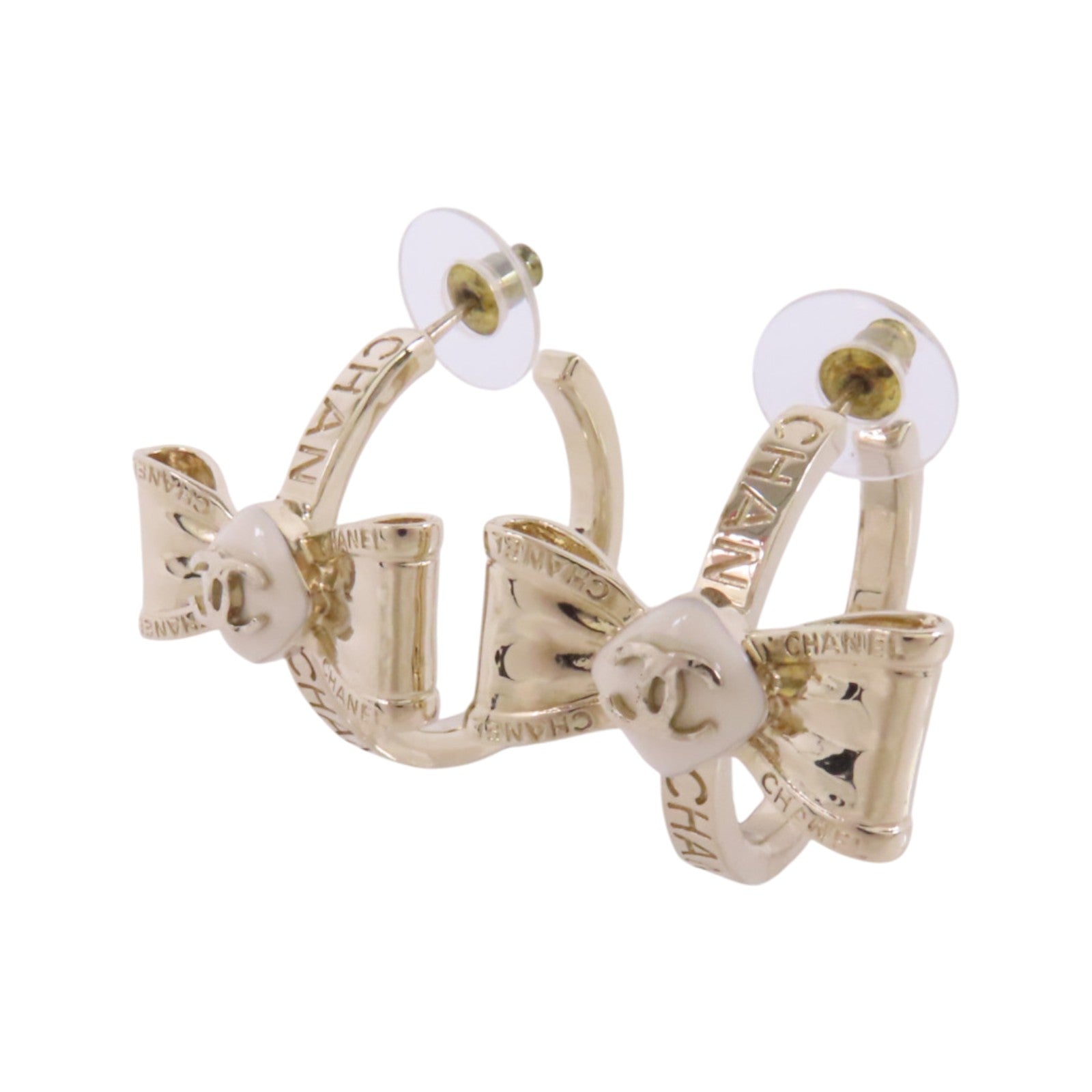 CHANEL 金屬/PVC Earrings金扣耳環