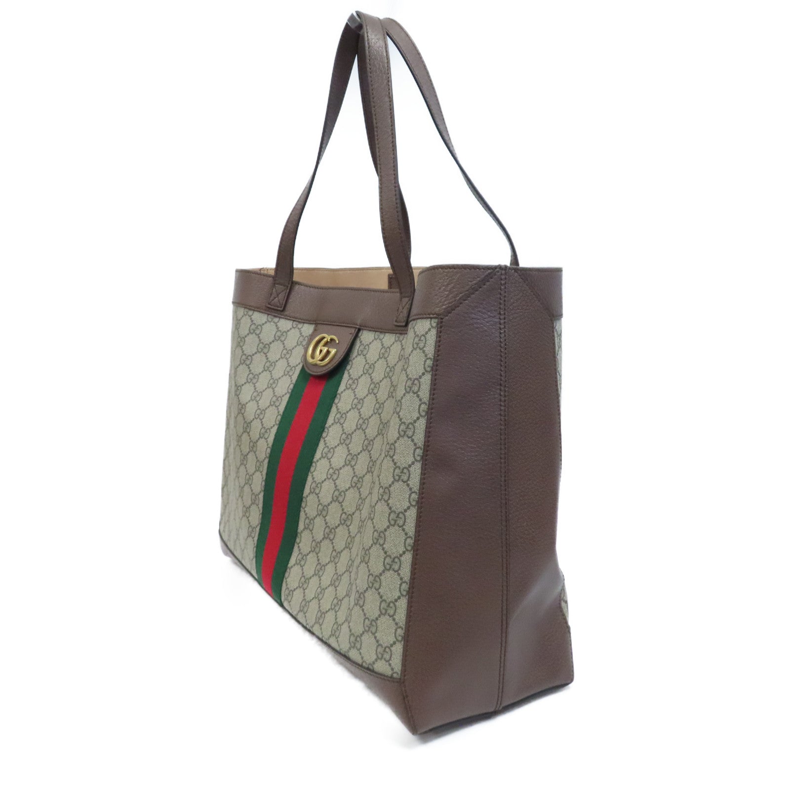 GUCCI 塗層帆布Tote Bag金釦手挽袋啡色