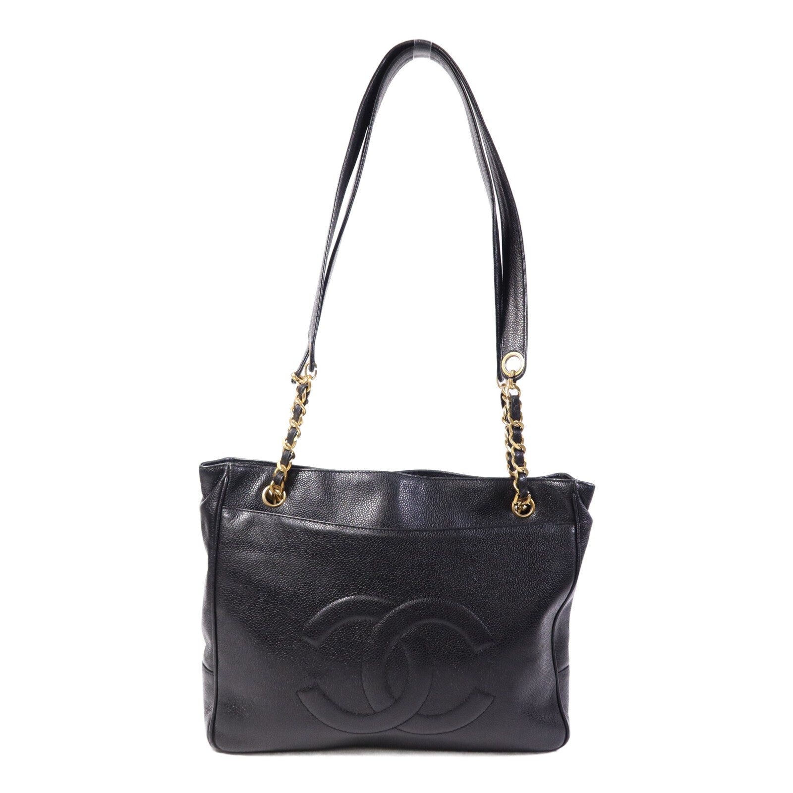 CHANEL 牛皮皮革Vintage Shoulder Tote金扣鏈帶肩背袋