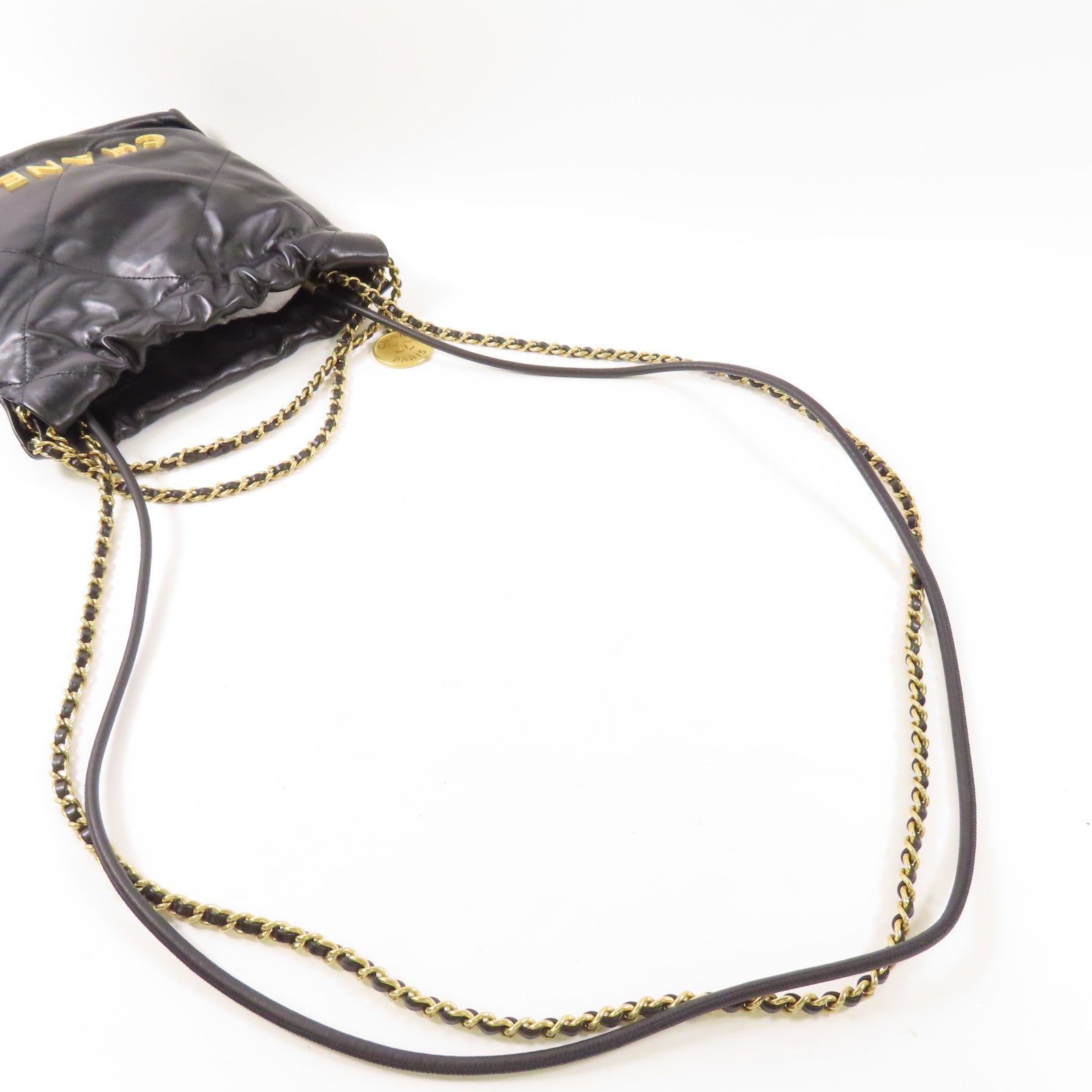 CHANEL 牛皮皮革C22 Mini金扣鏈帶肩背袋