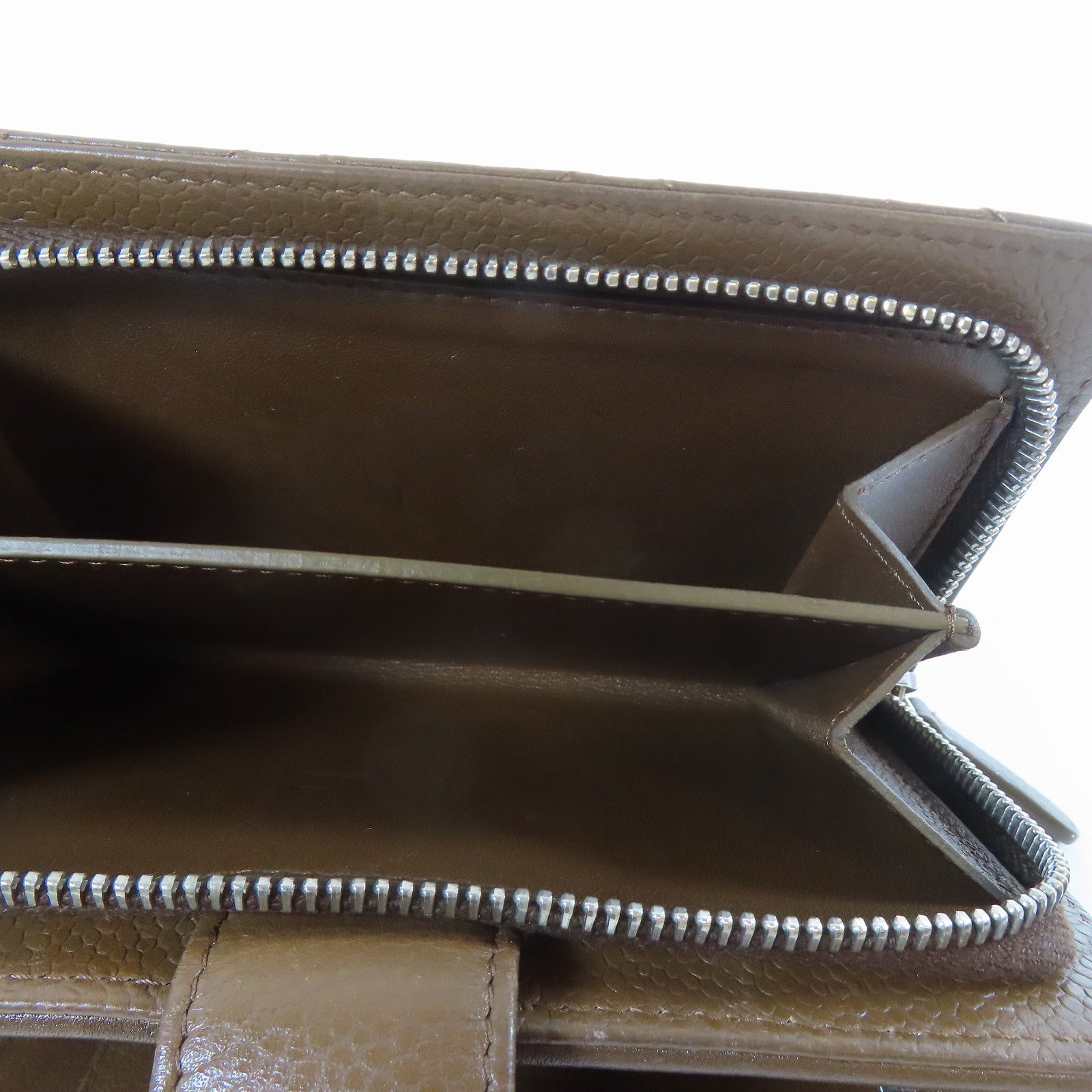 CHANEL 菱格Caviar皮革Bifold Wallet銀扣錢包啡色