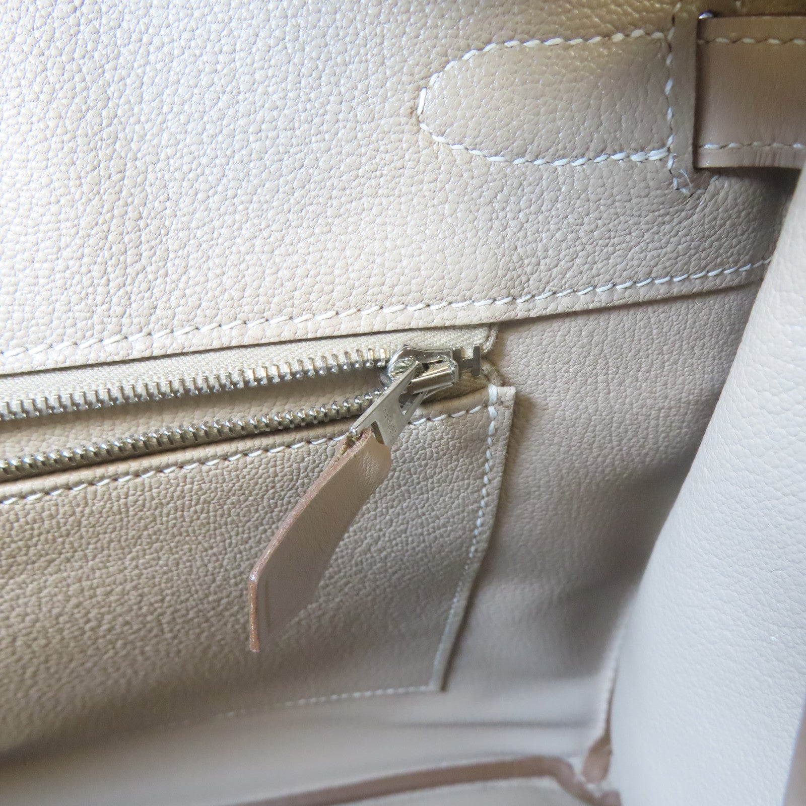 HERMES Swift皮革Birkin 35銀扣手挽袋米色