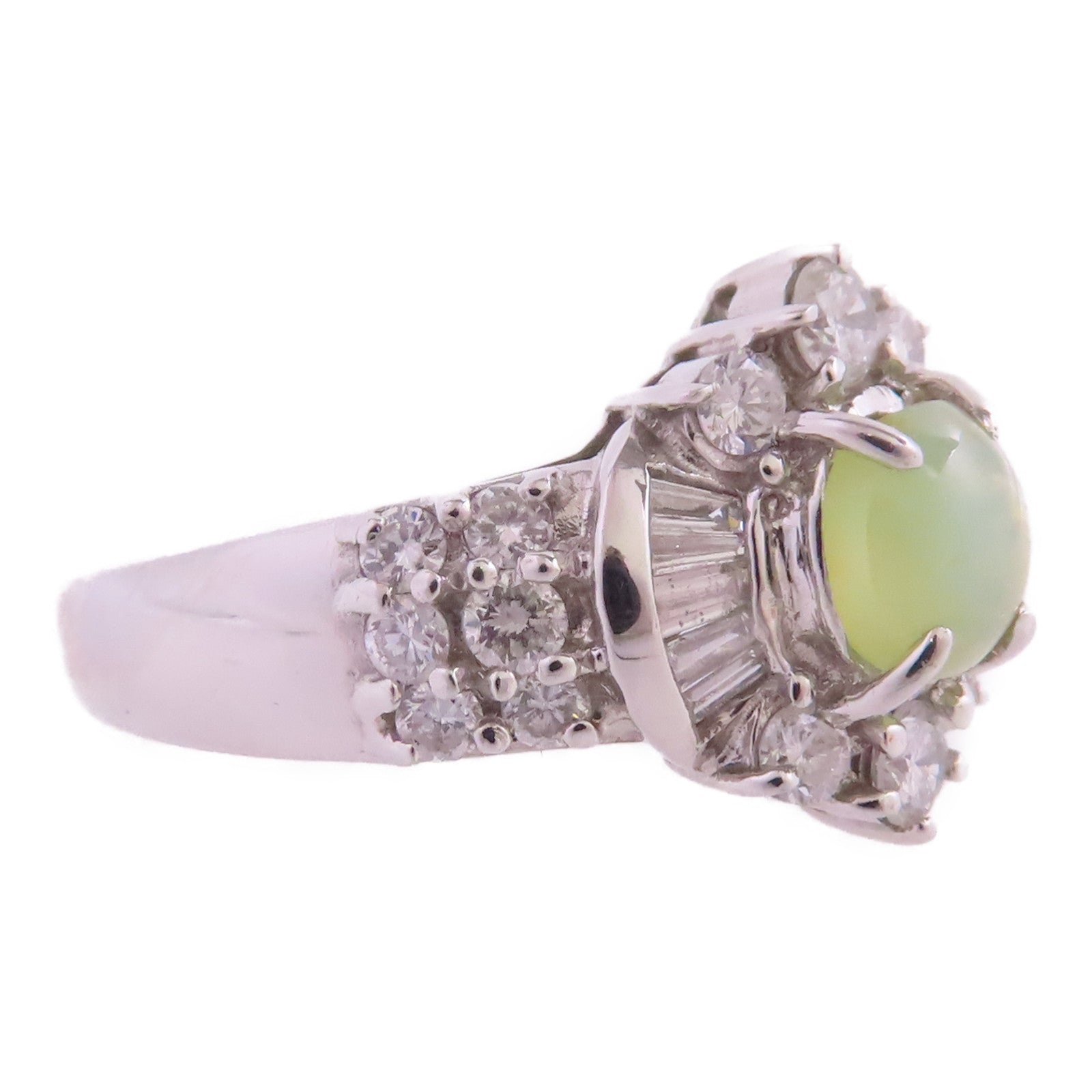 JEWELRY 【激減優惠】PT900鉑金/猫眼寶石/鑽石Cat's Eye Diamond Ring戒指US#7