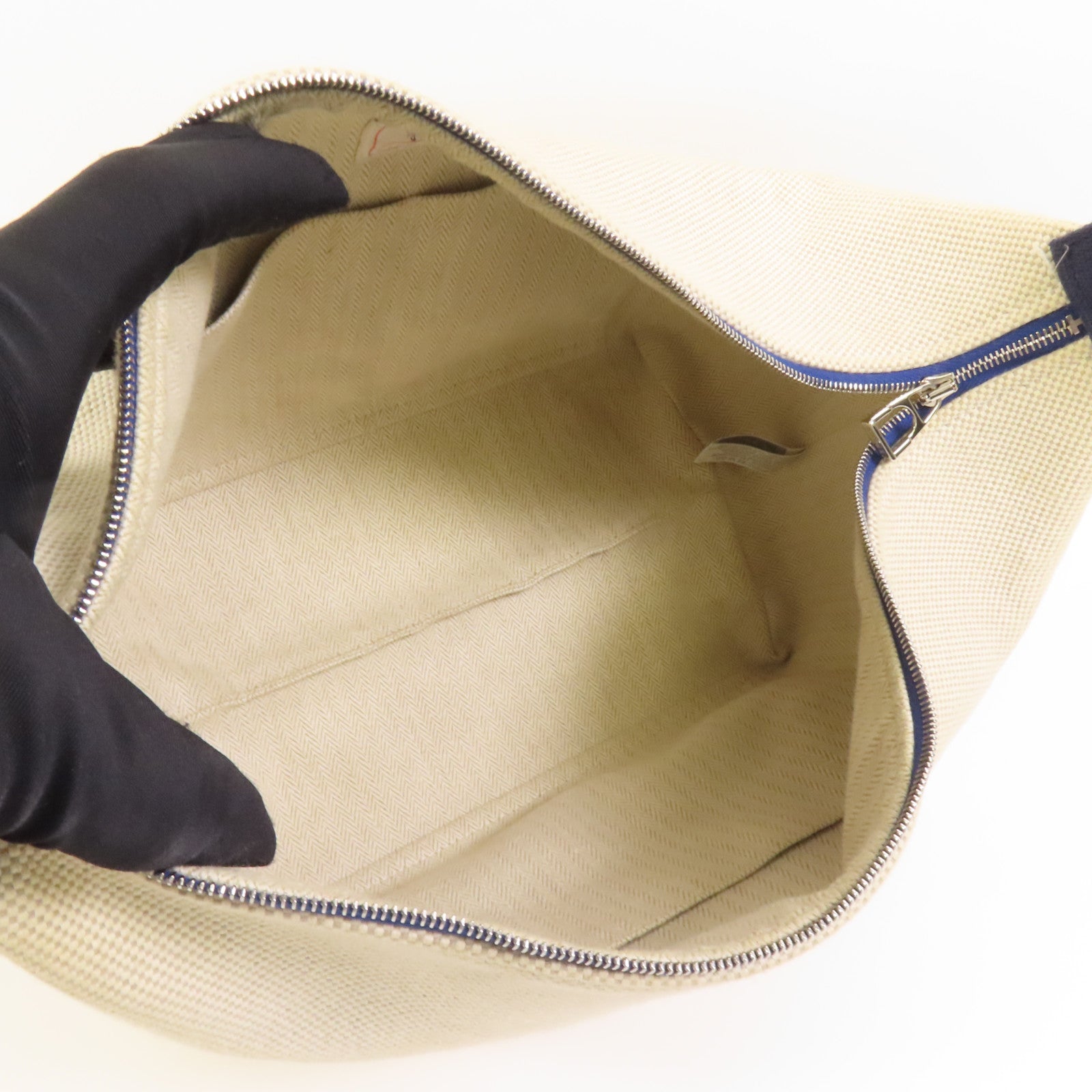 HERMES 帆布Bride A Brac Cabriole GM銀扣手挽袋