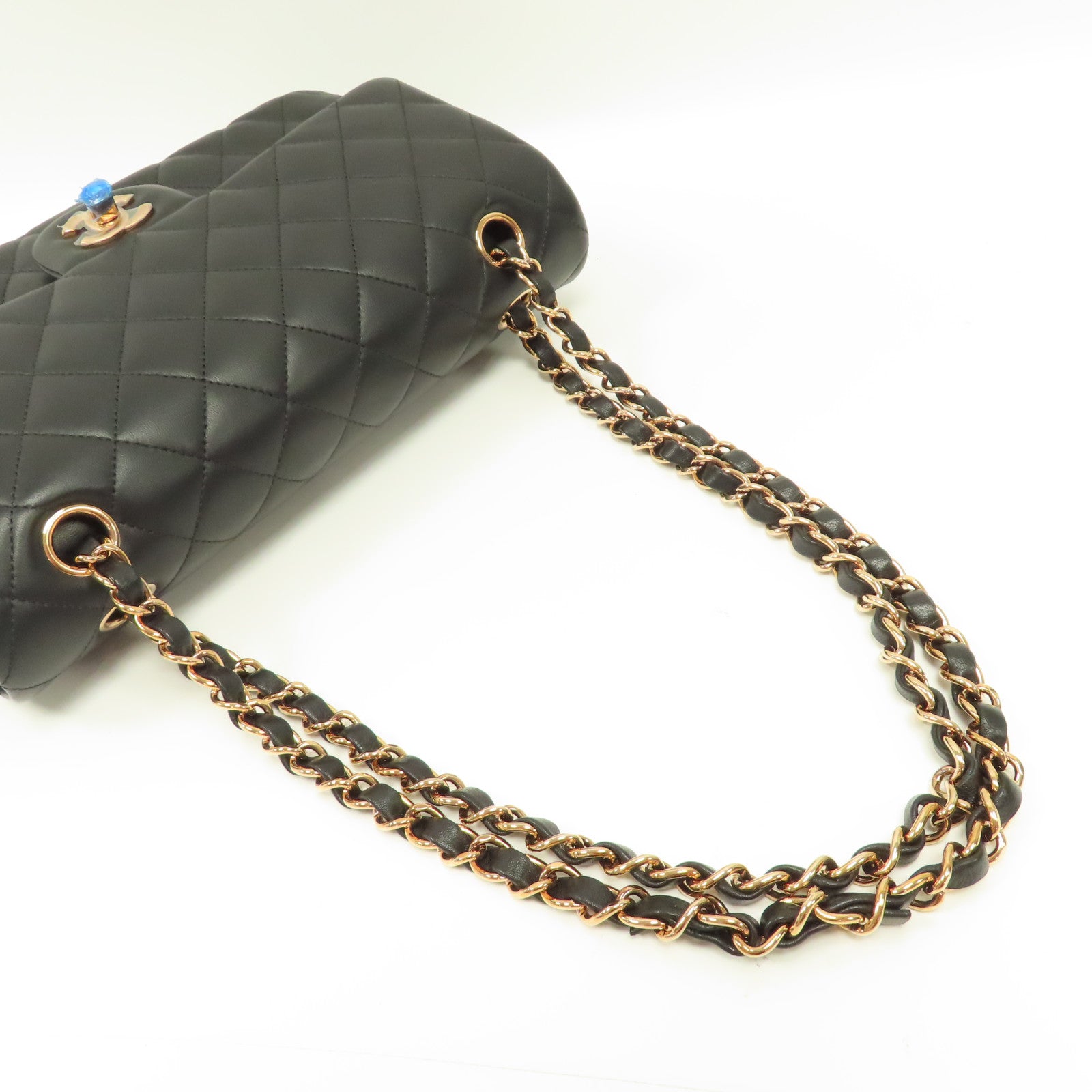 CHANEL 菱格羊皮皮革Classic Flap 25金扣鏈帶肩背袋黑色
