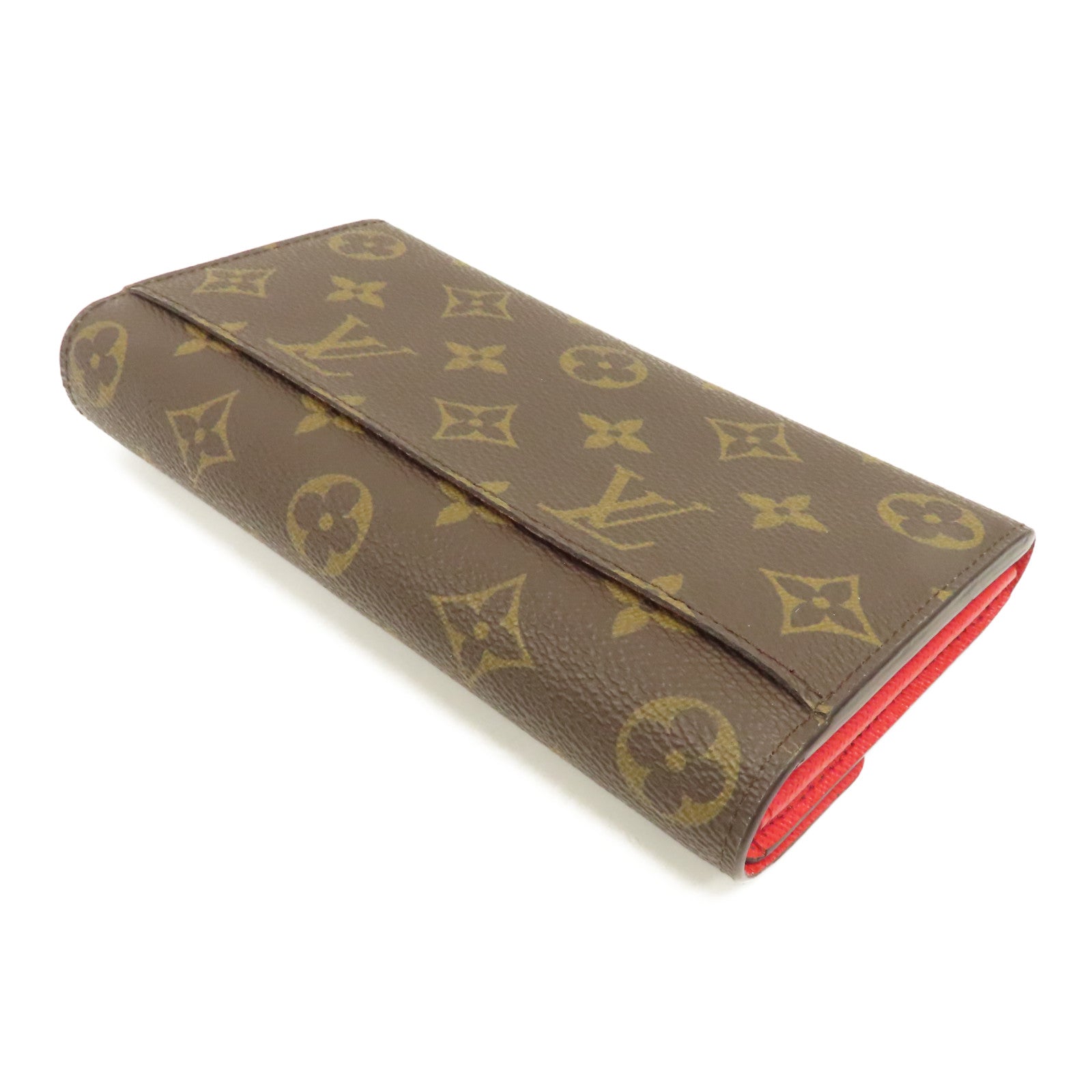 LOUIS VUITTON Monogram Sarah Long Wallet金扣長錢包棕色/紅色