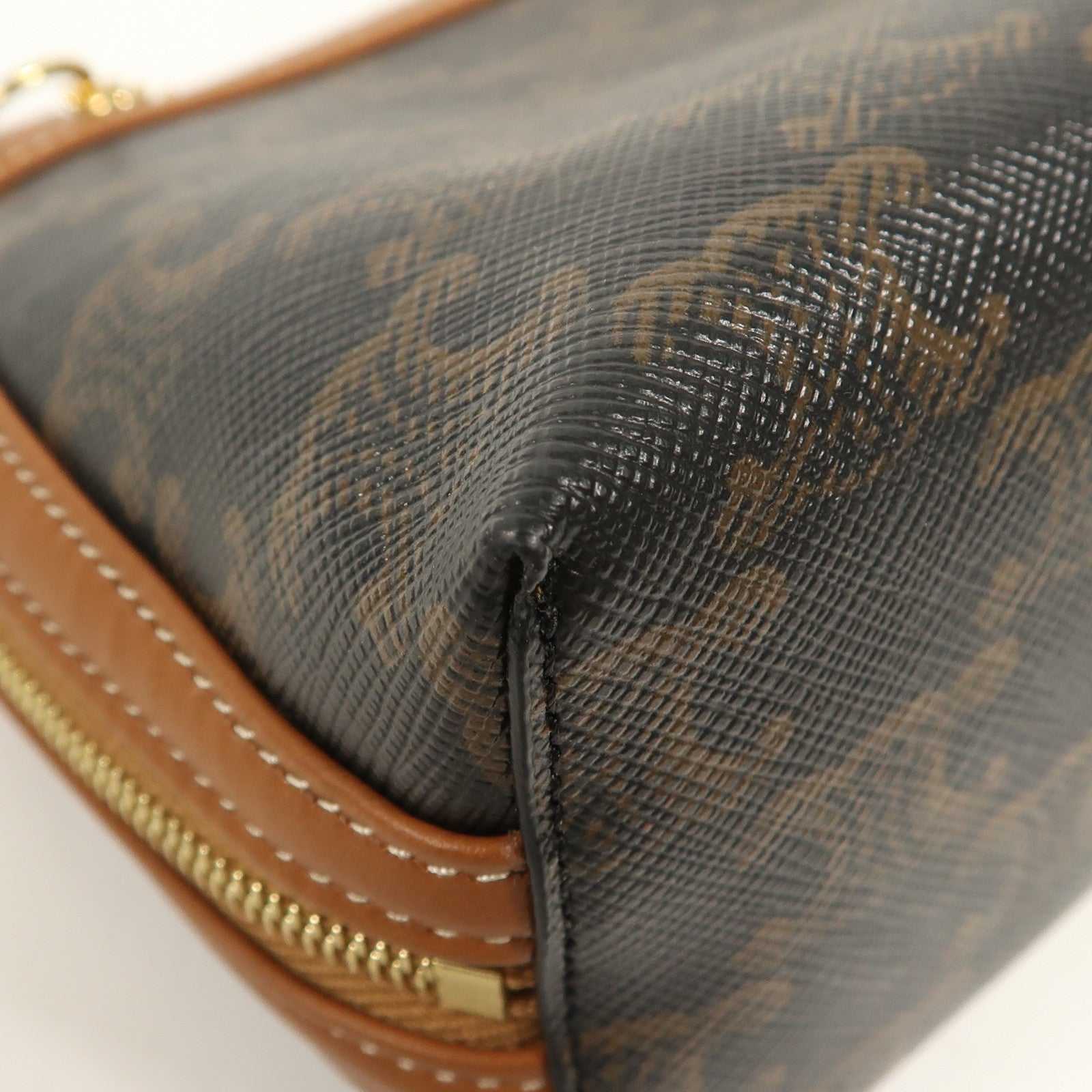 CELINE 塗層帆布Shoulder Bag金扣鏈帶肩背袋