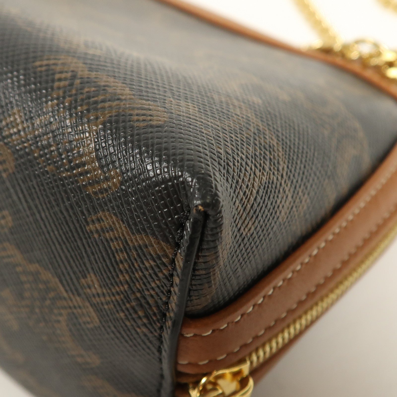CELINE 塗層帆布Shoulder Bag金扣鏈帶肩背袋