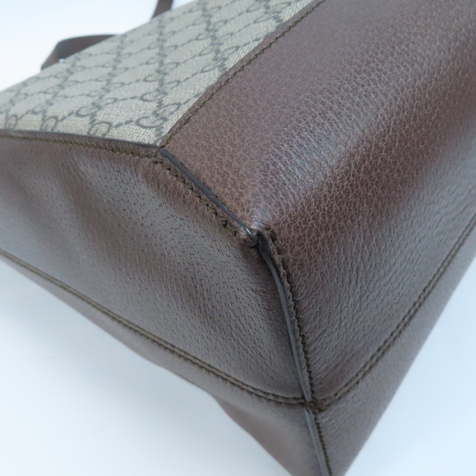 GUCCI 塗層帆布Tote Bag金釦手挽袋啡色