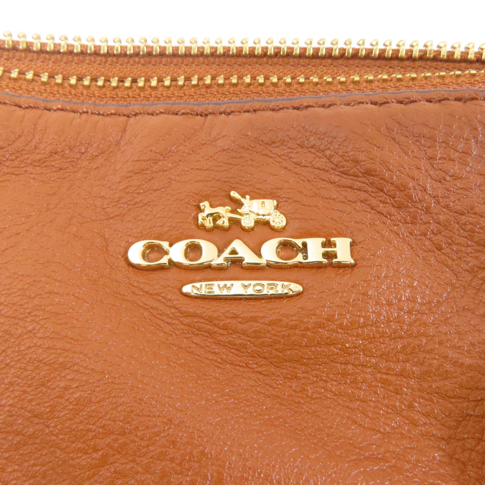 COACH 牛皮皮革Shoulder Bag金扣肩背袋棕色