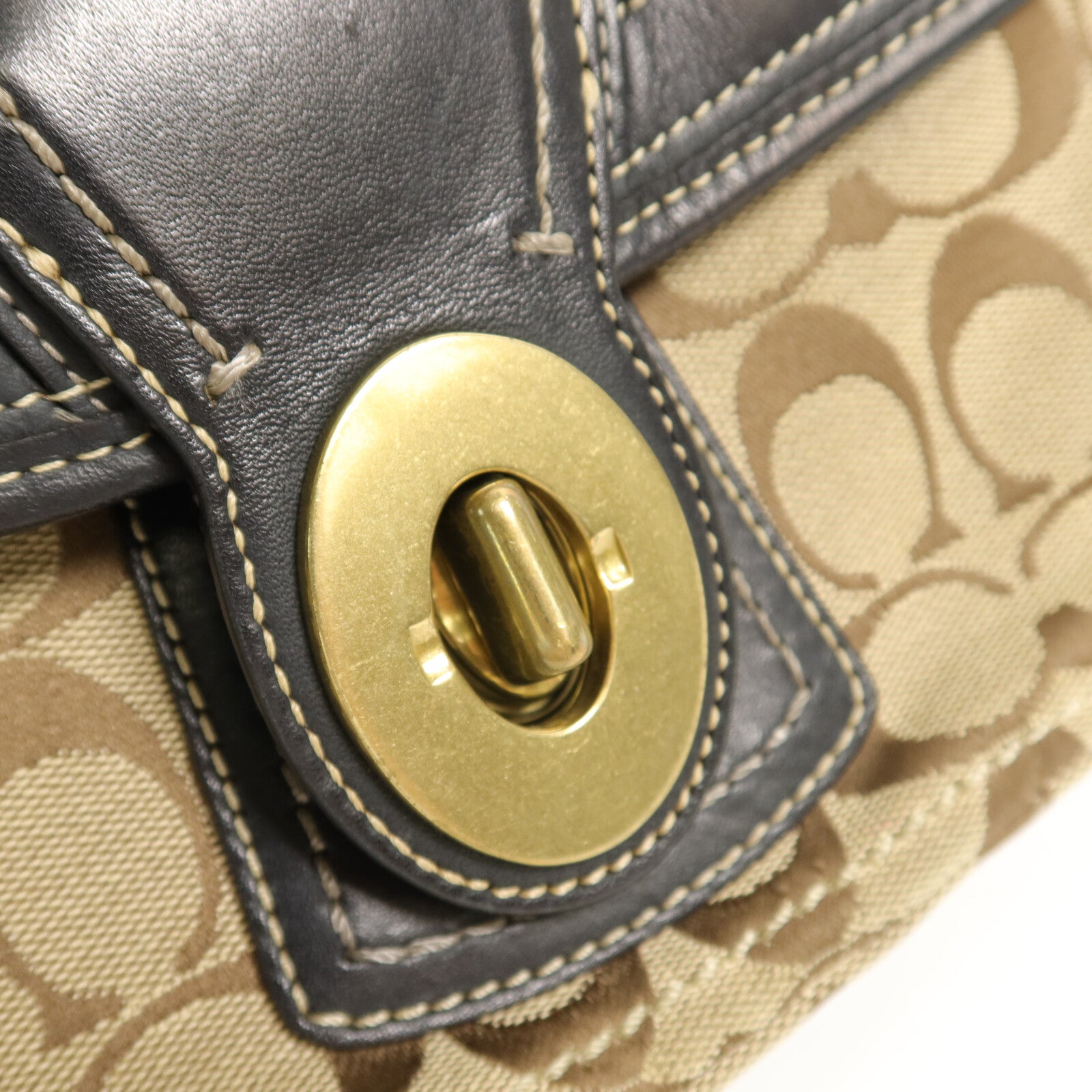 COACH 帆布/牛皮皮革Shoulder Bag肩背袋