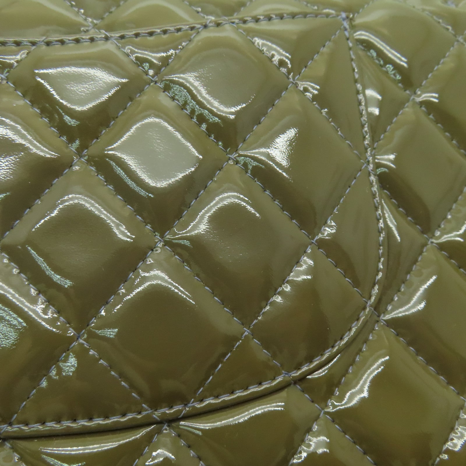 CHANEL 菱格漆皮皮革Chain Shoulder銀扣鏈帶肩背袋啡色