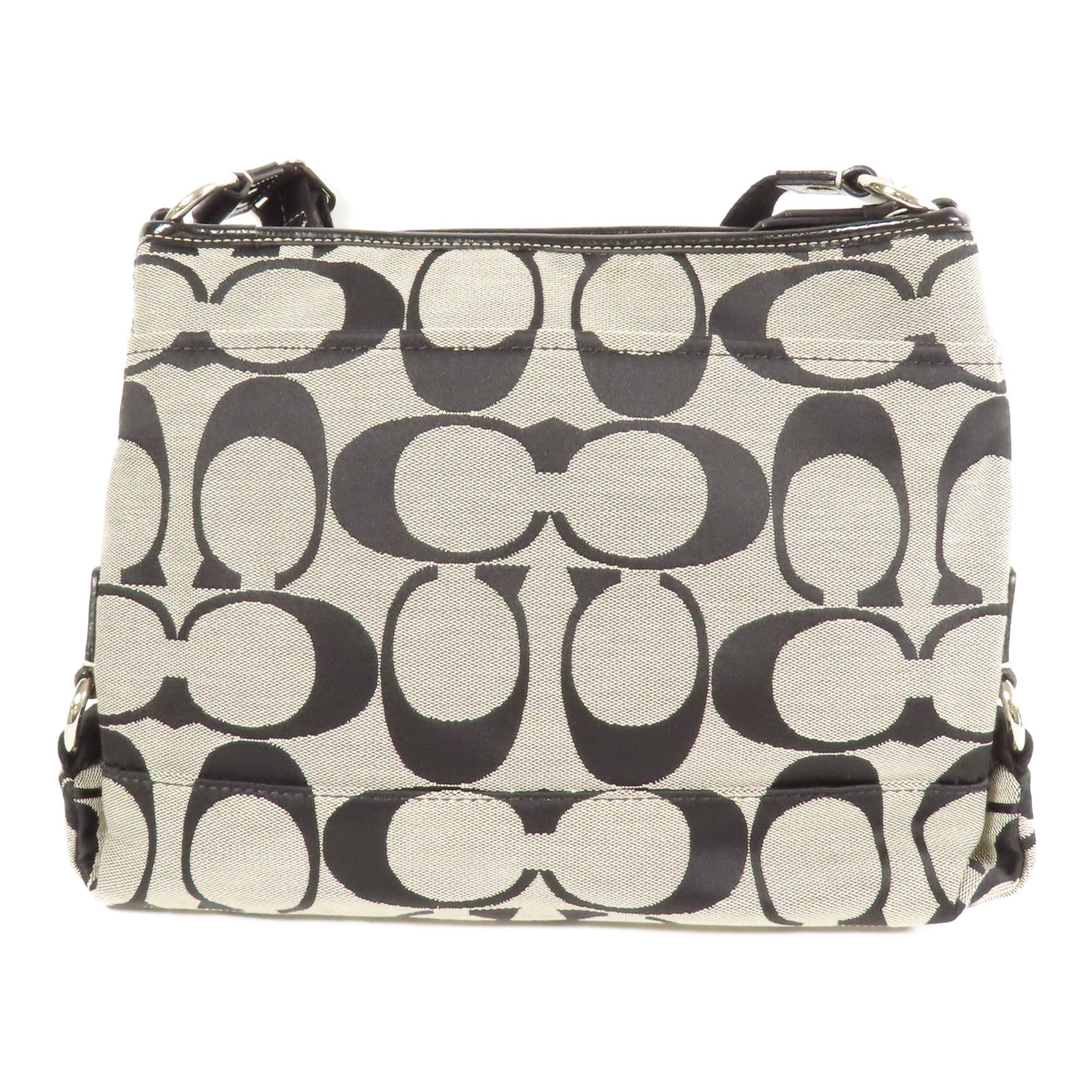 COACH 帆布Shoulder Bag銀扣肩背袋