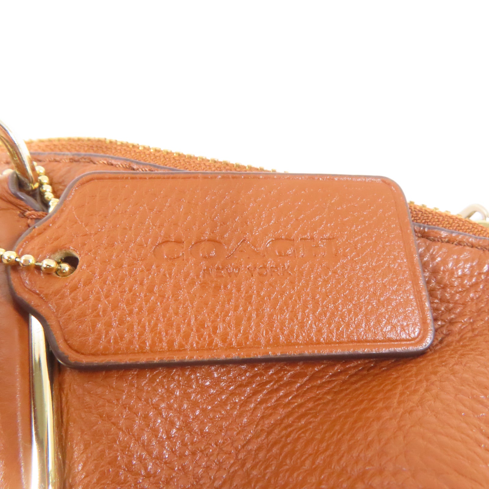 COACH 牛皮皮革Shoulder Bag金扣肩背袋棕色