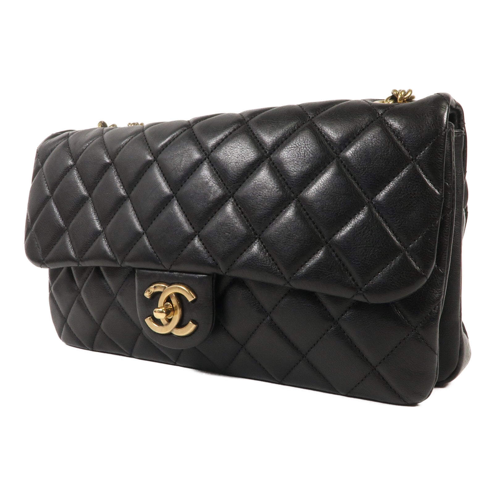 CHANEL 牛皮皮革Chain Shoulder金扣鏈帶肩背袋