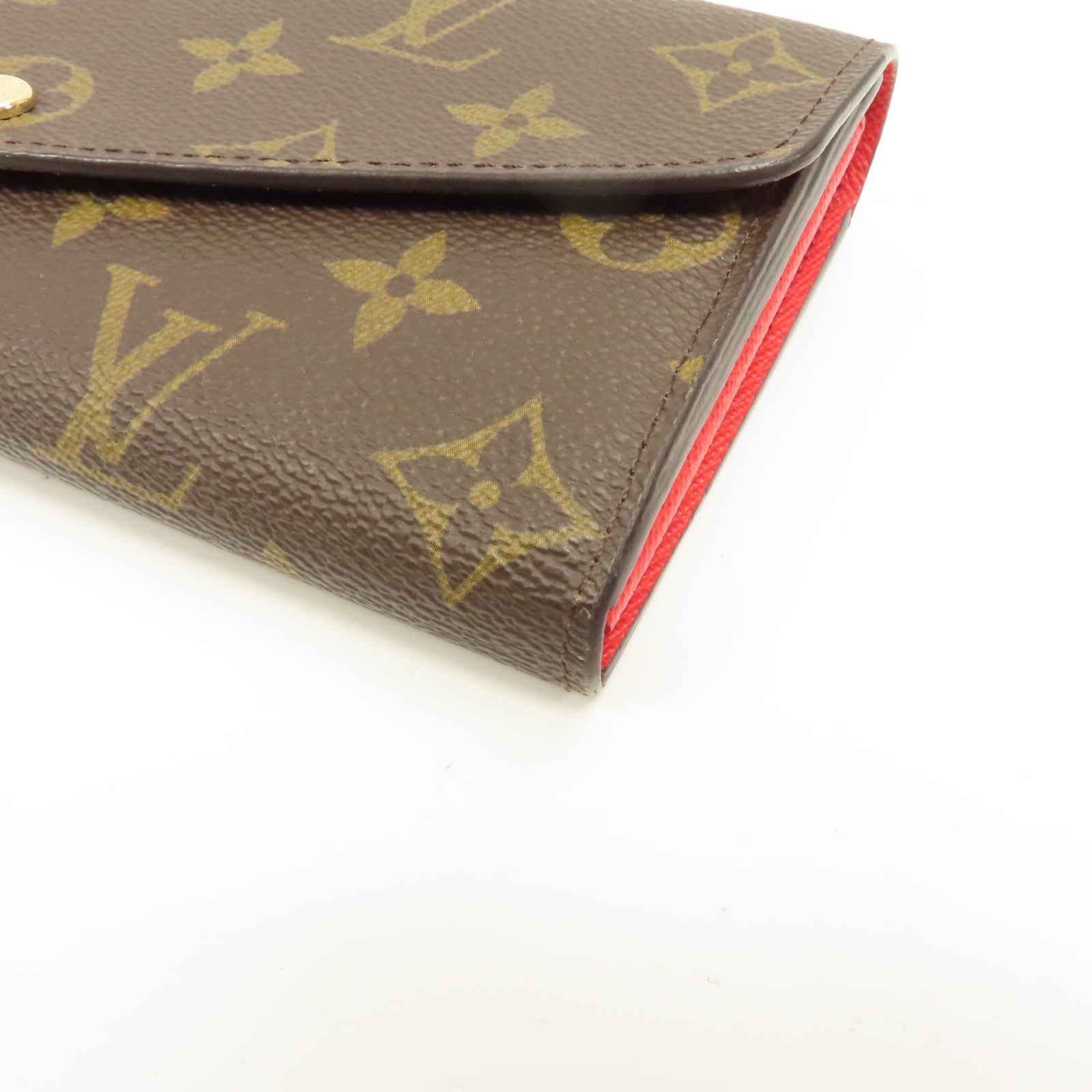 LOUIS VUITTON Monogram Sarah Long Wallet金扣長錢包棕色/紅色