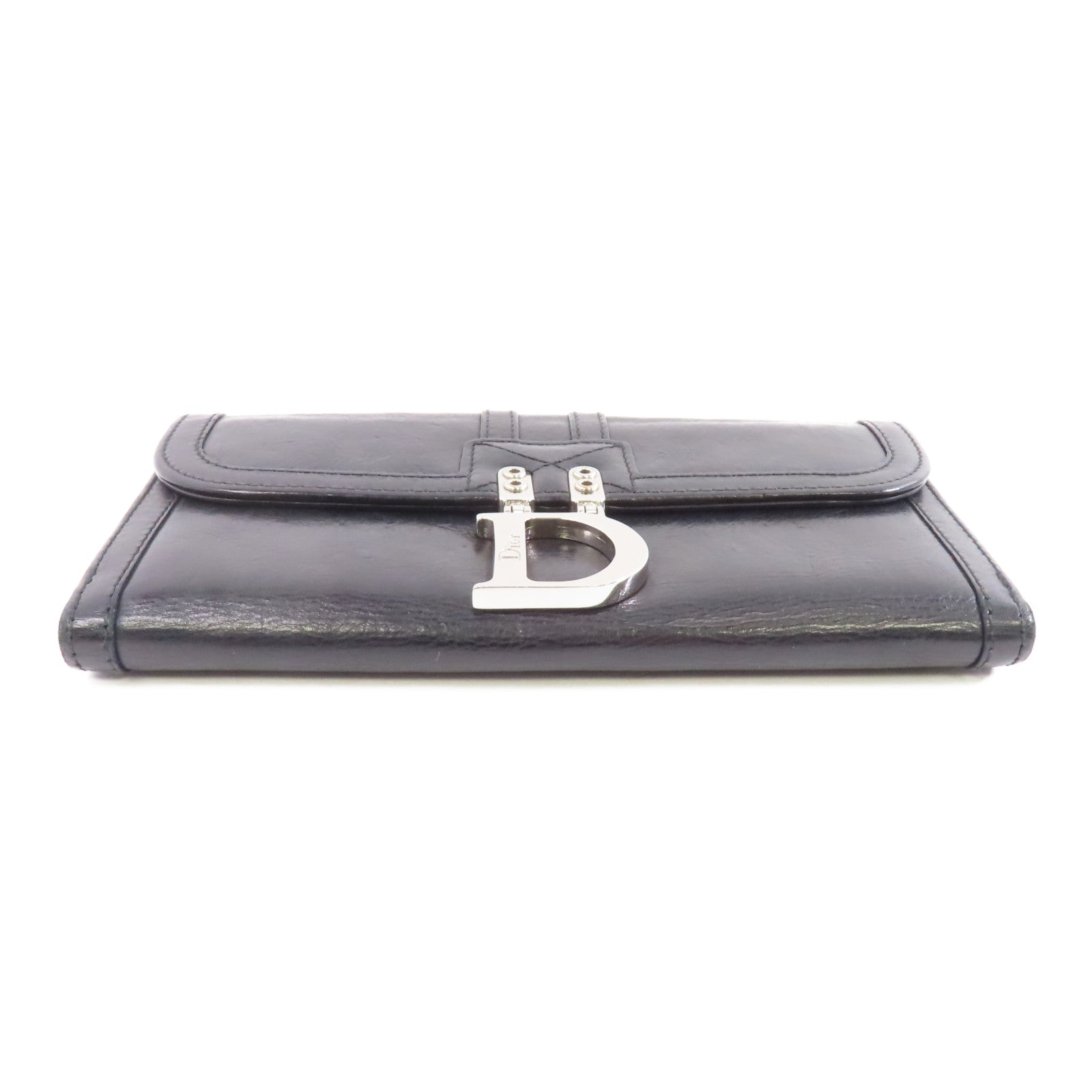 Dior 牛皮皮革Long Wallet銀扣長錢包黑色