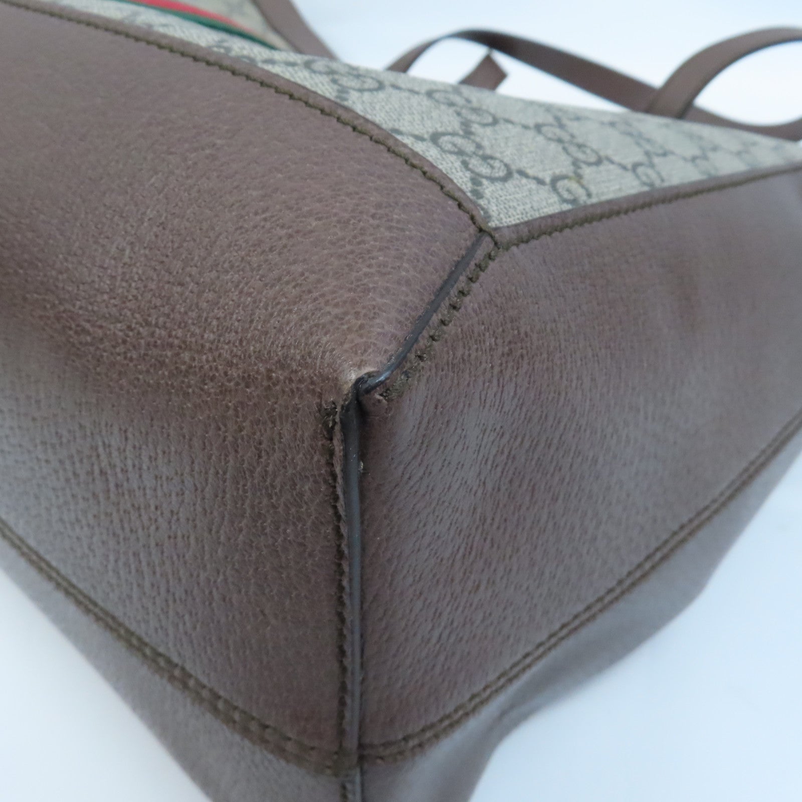 GUCCI 塗層帆布Tote Bag金釦手挽袋啡色