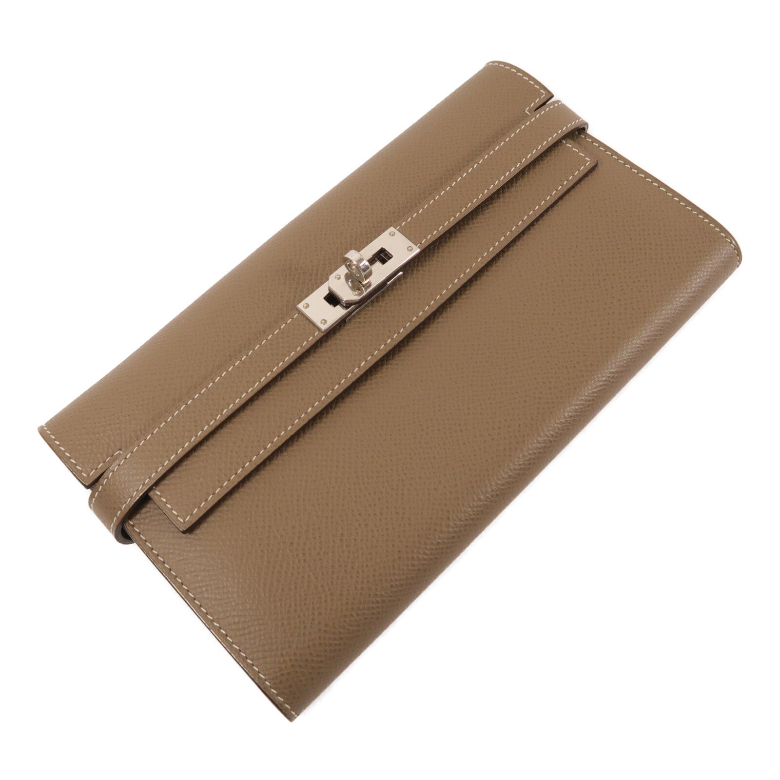 HERMES Epsom皮革Kelly Long Wallet長錢包Etoupe