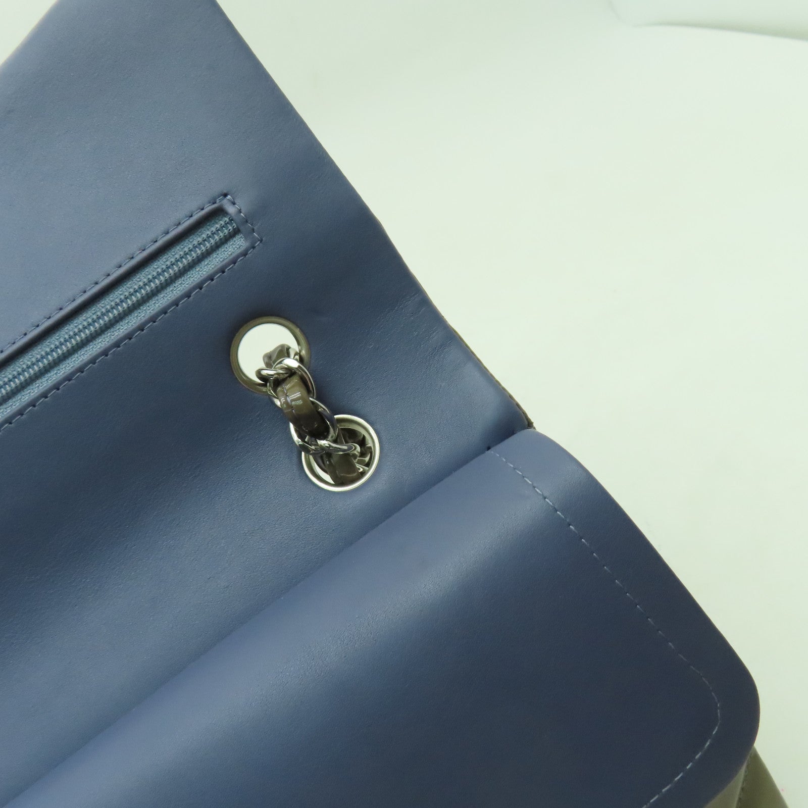 CHANEL 菱格漆皮皮革Chain Shoulder銀扣鏈帶肩背袋啡色