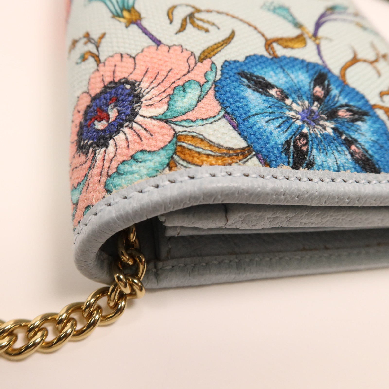 GUCCI 帆布Chain Shoulder Bag金扣鏈帶肩背袋