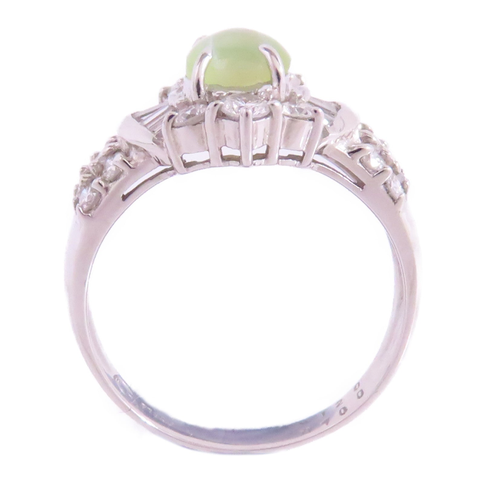 JEWELRY 【激減優惠】PT900鉑金/猫眼寶石/鑽石Cat's Eye Diamond Ring戒指US#7