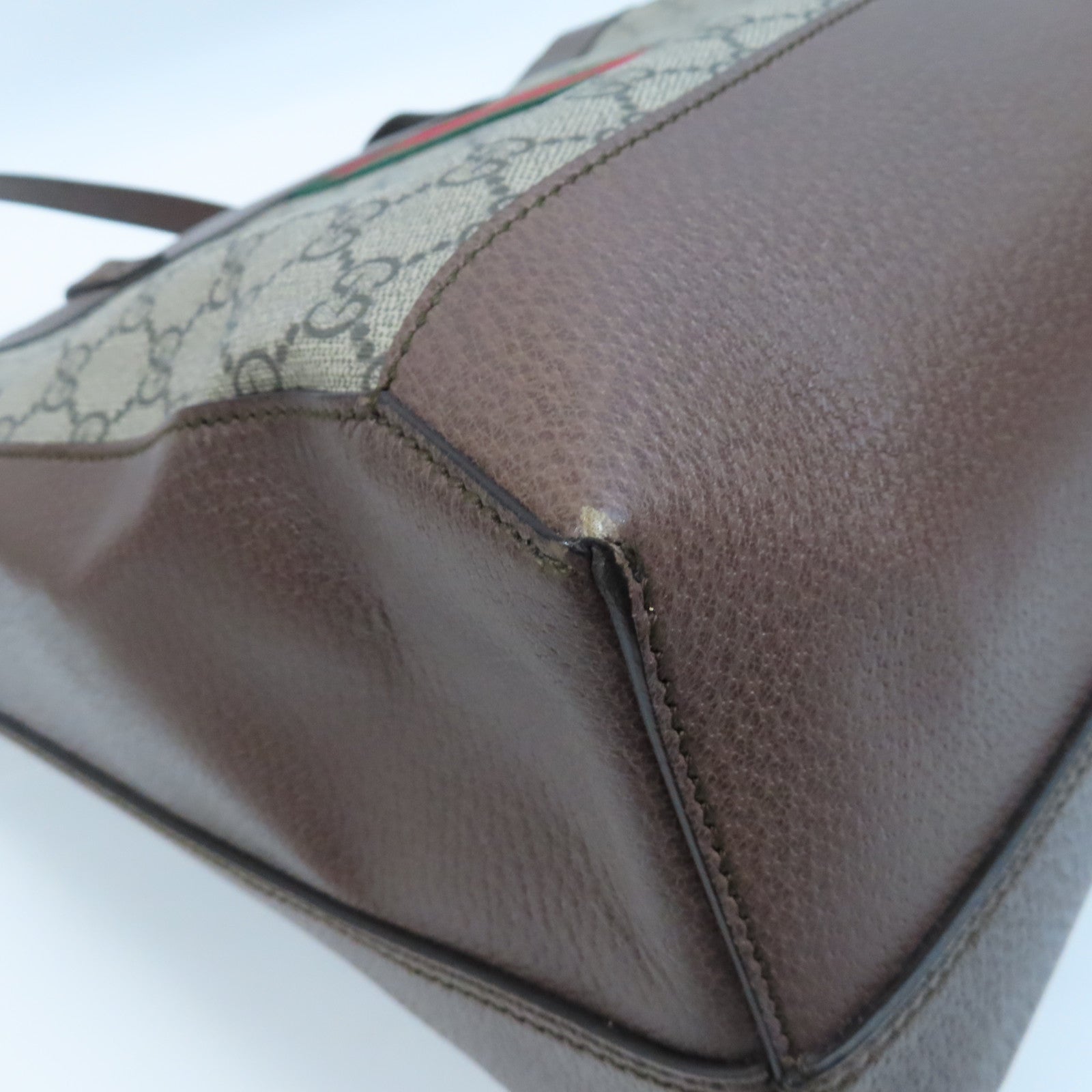 GUCCI 塗層帆布Tote Bag金釦手挽袋啡色