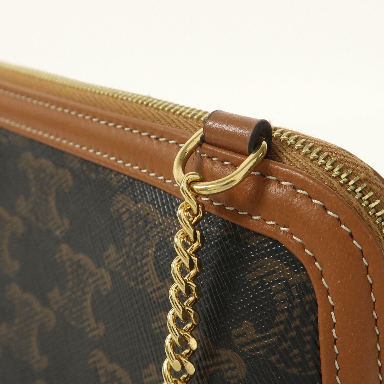 CELINE 塗層帆布Shoulder Bag金扣鏈帶肩背袋