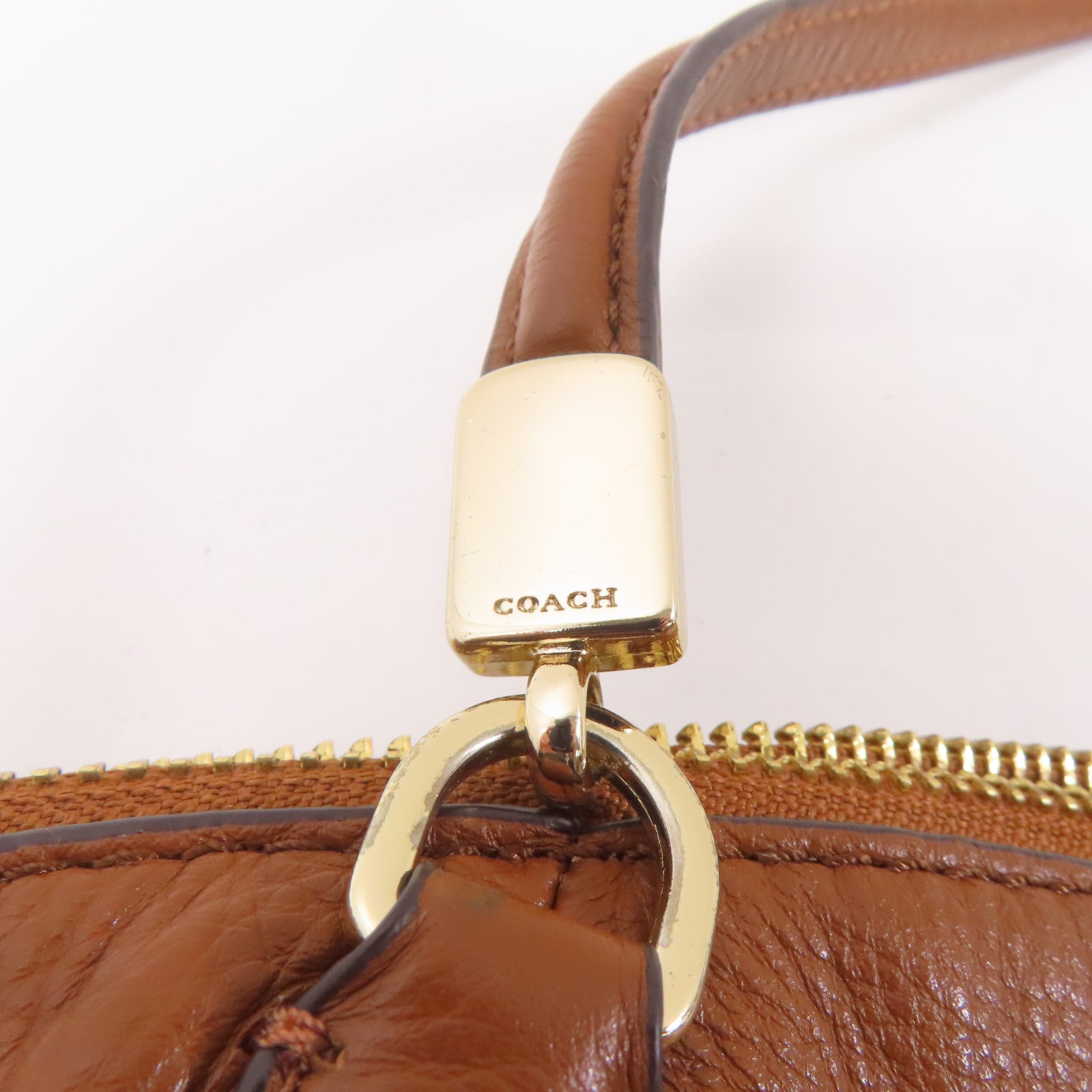 COACH 牛皮皮革Shoulder Bag金扣肩背袋棕色
