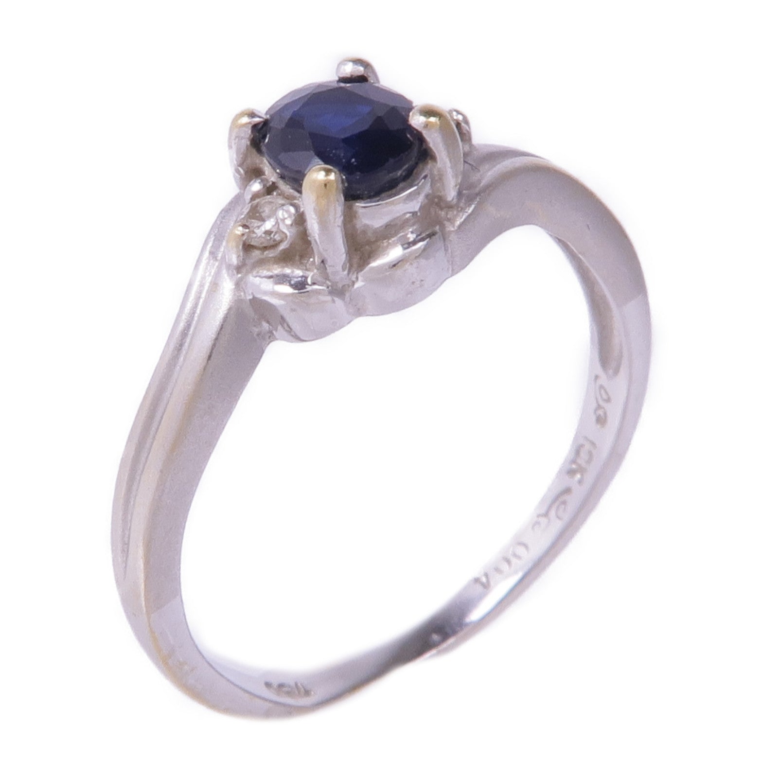 JEWELRY 18K白金Sapphire Diamond Ring藍寶石/鑽石戒指US#6