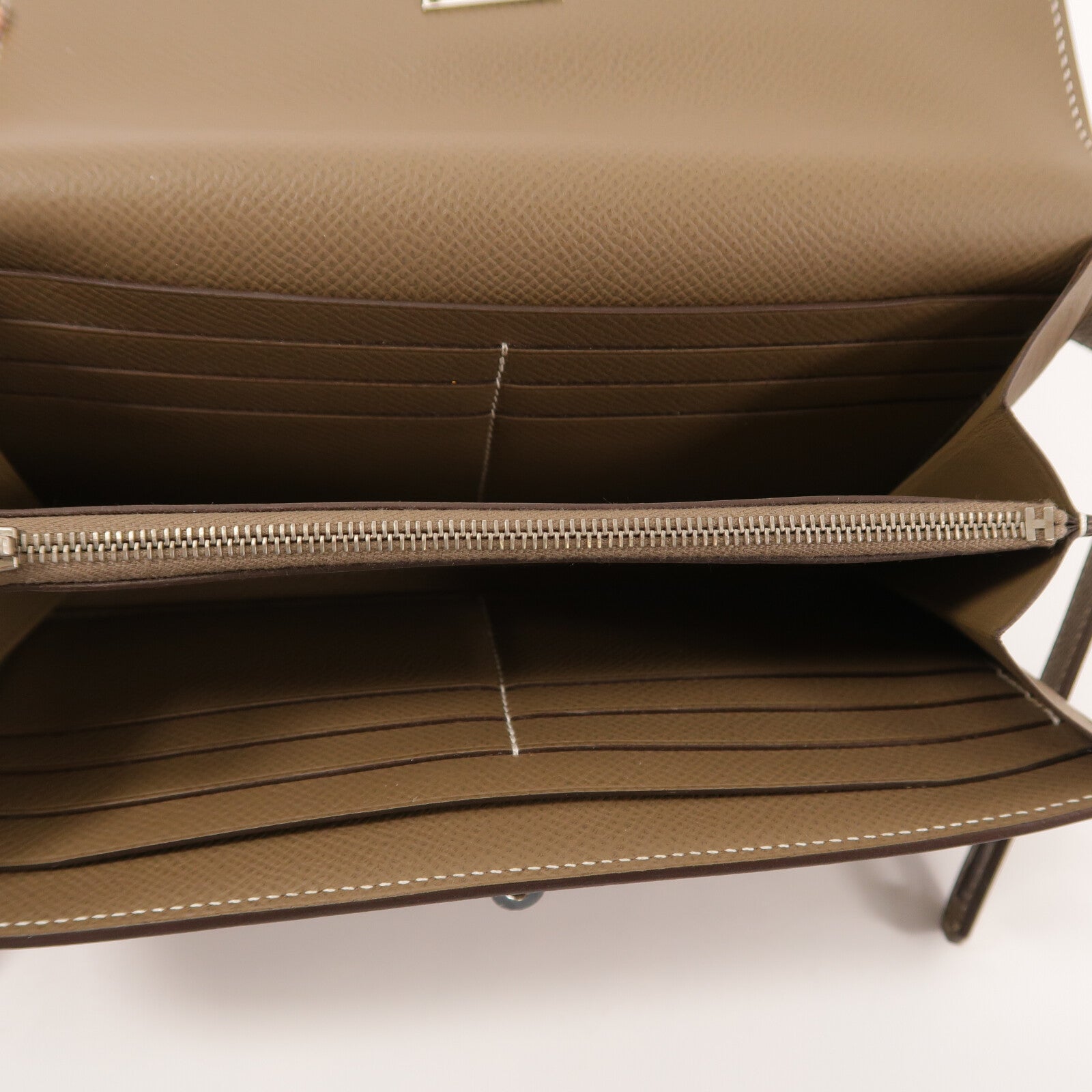 HERMES Epsom皮革Kelly Long Wallet長錢包Etoupe
