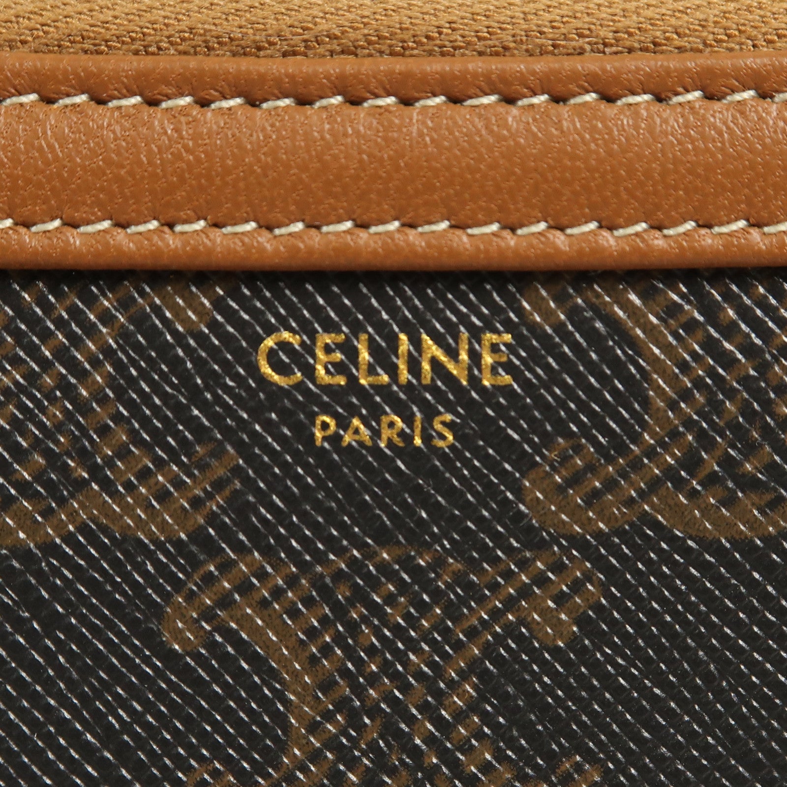 CELINE 塗層帆布Shoulder Bag金扣鏈帶肩背袋